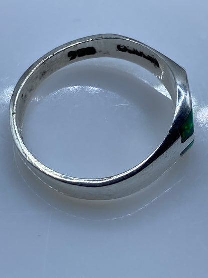 Anillo de Plata Ópalo de Fuego Verde — Taxco .950 — foto 5
