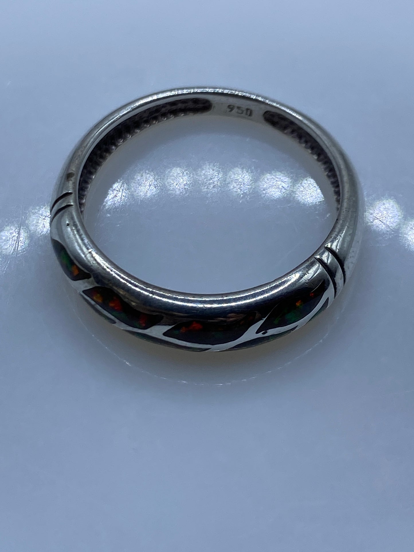 Anillo de Plata .950 con Ópalo de Fuego Multicolor — Taxco — foto 5