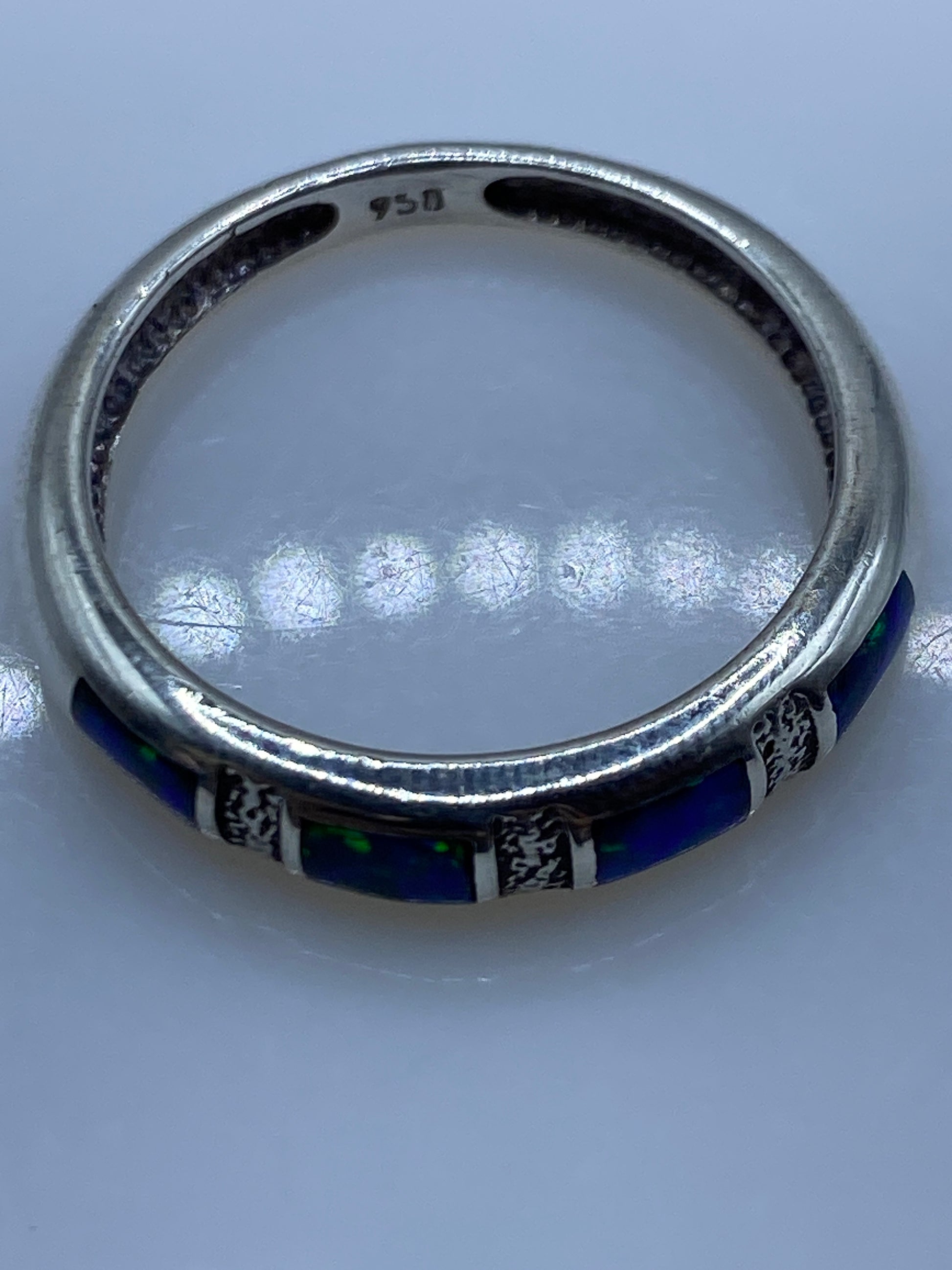 Anillo Plata Ópalo de Fuego Azul — Taxco .950 — foto 5