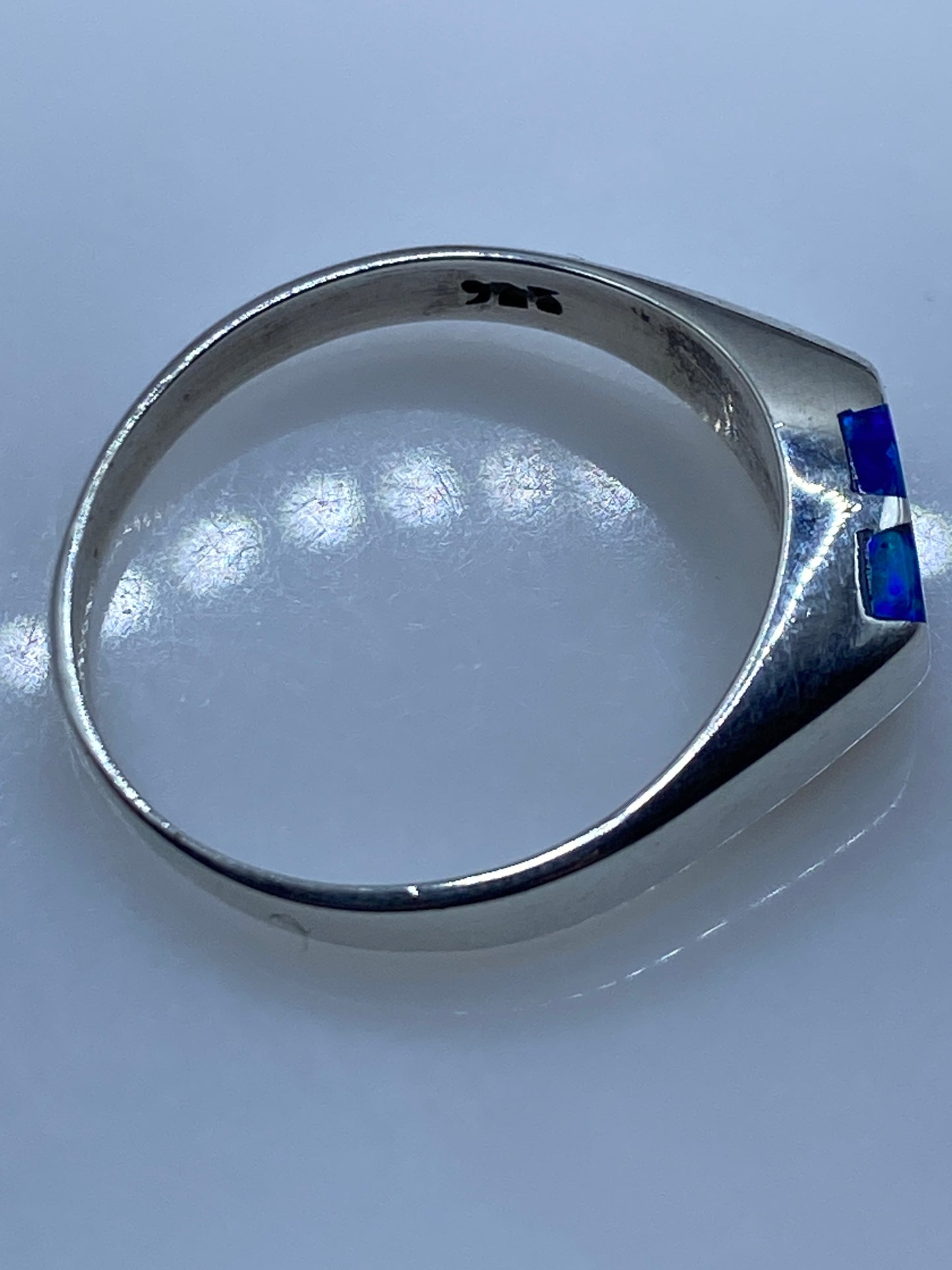 Anillo Plata Ópalo de Fuego Azul — Taxco .925 — foto 5