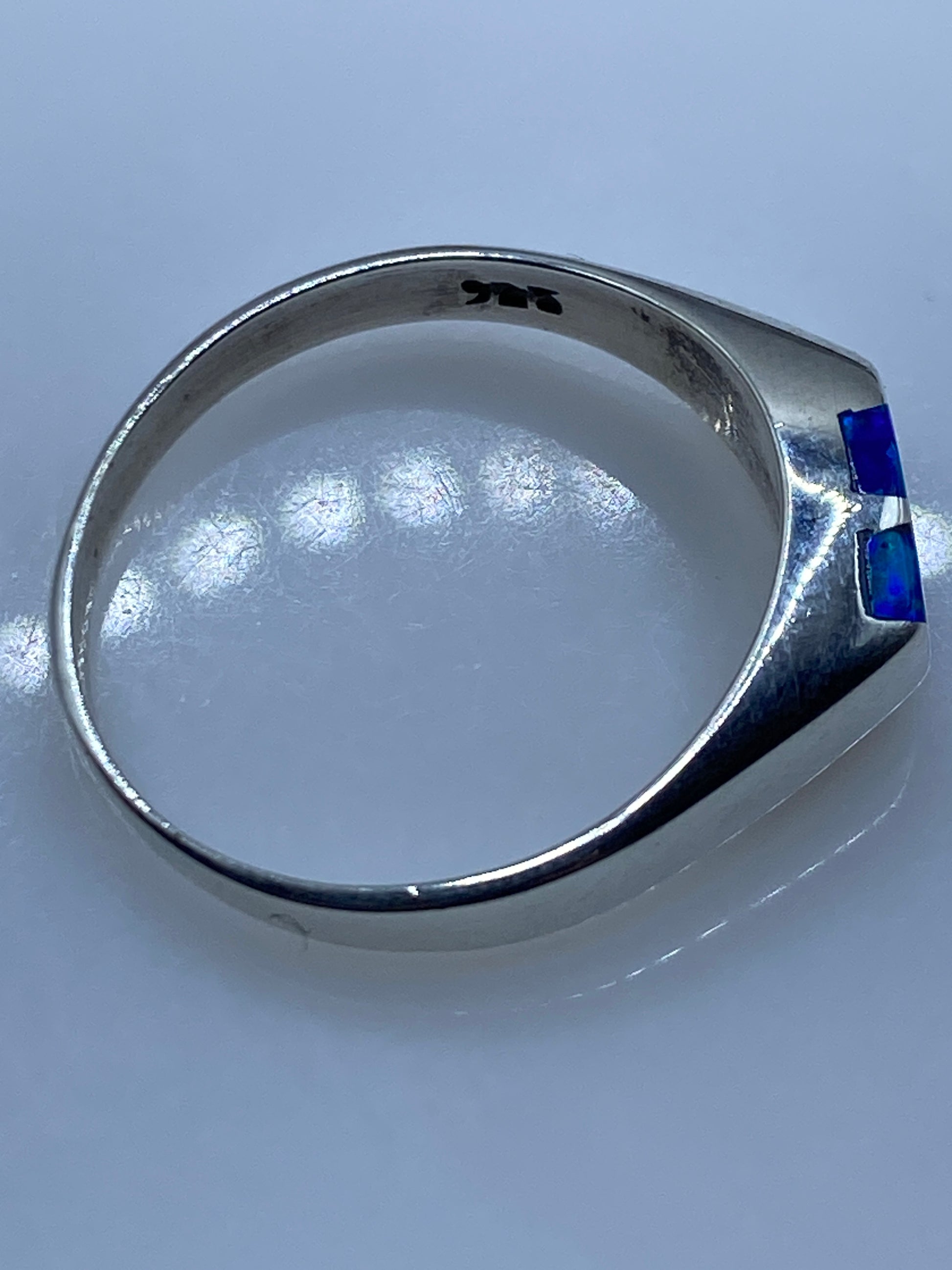 Anillo Plata Ópalo de Fuego Azul — Taxco .925 — foto 5