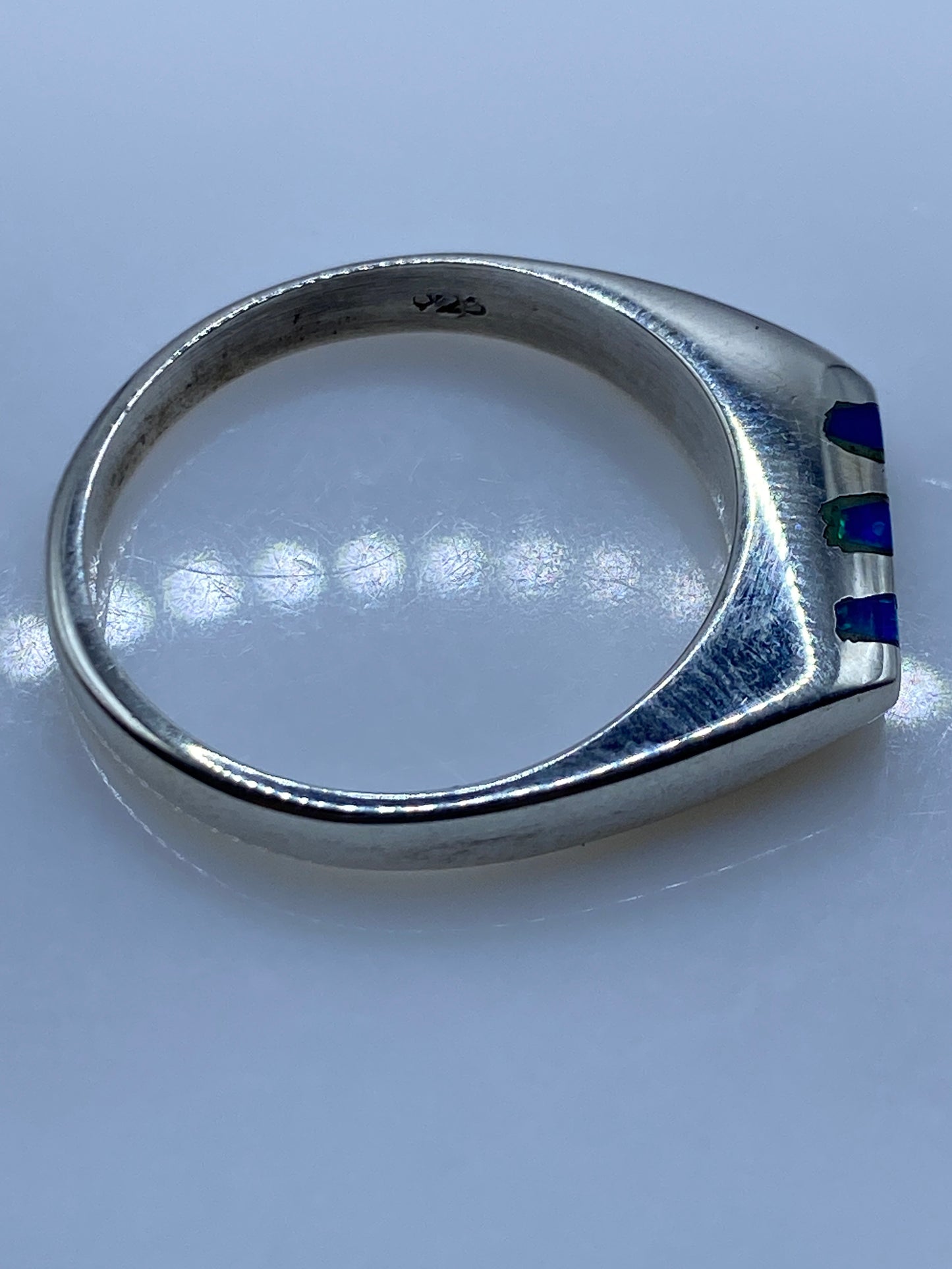 Anillo de Plata Ópalo de Fuego Azul — Taxco .925 — foto 5