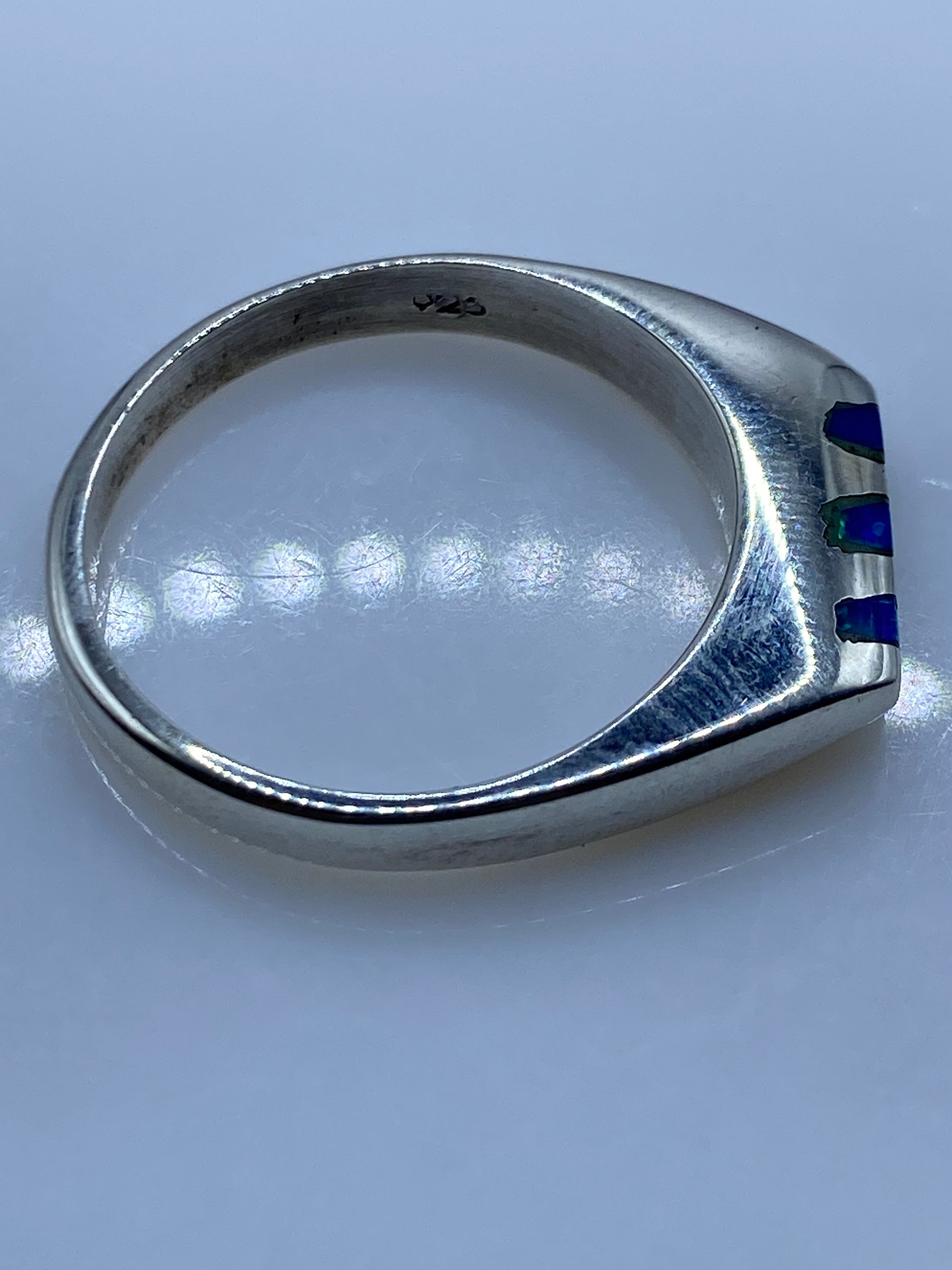 Anillo de Plata Ópalo de Fuego Azul — Taxco .925 — foto 5
