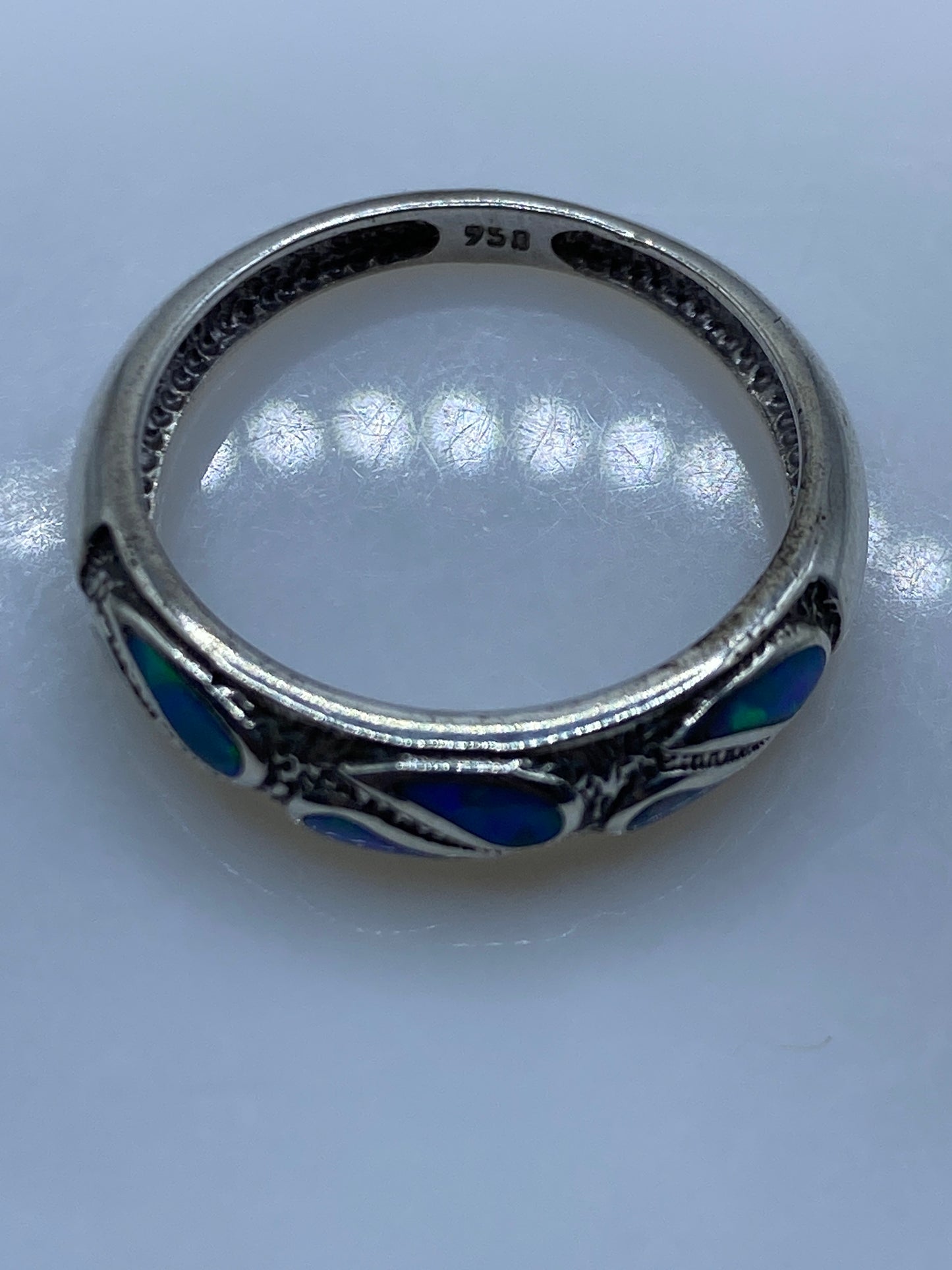 Anillo de Plata .950 con Ópalo de Fuego — Hecho a Medida — foto 5