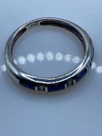 Anillo de Plata Ópalo de Fuego Azul — Taxco .950 — foto 5