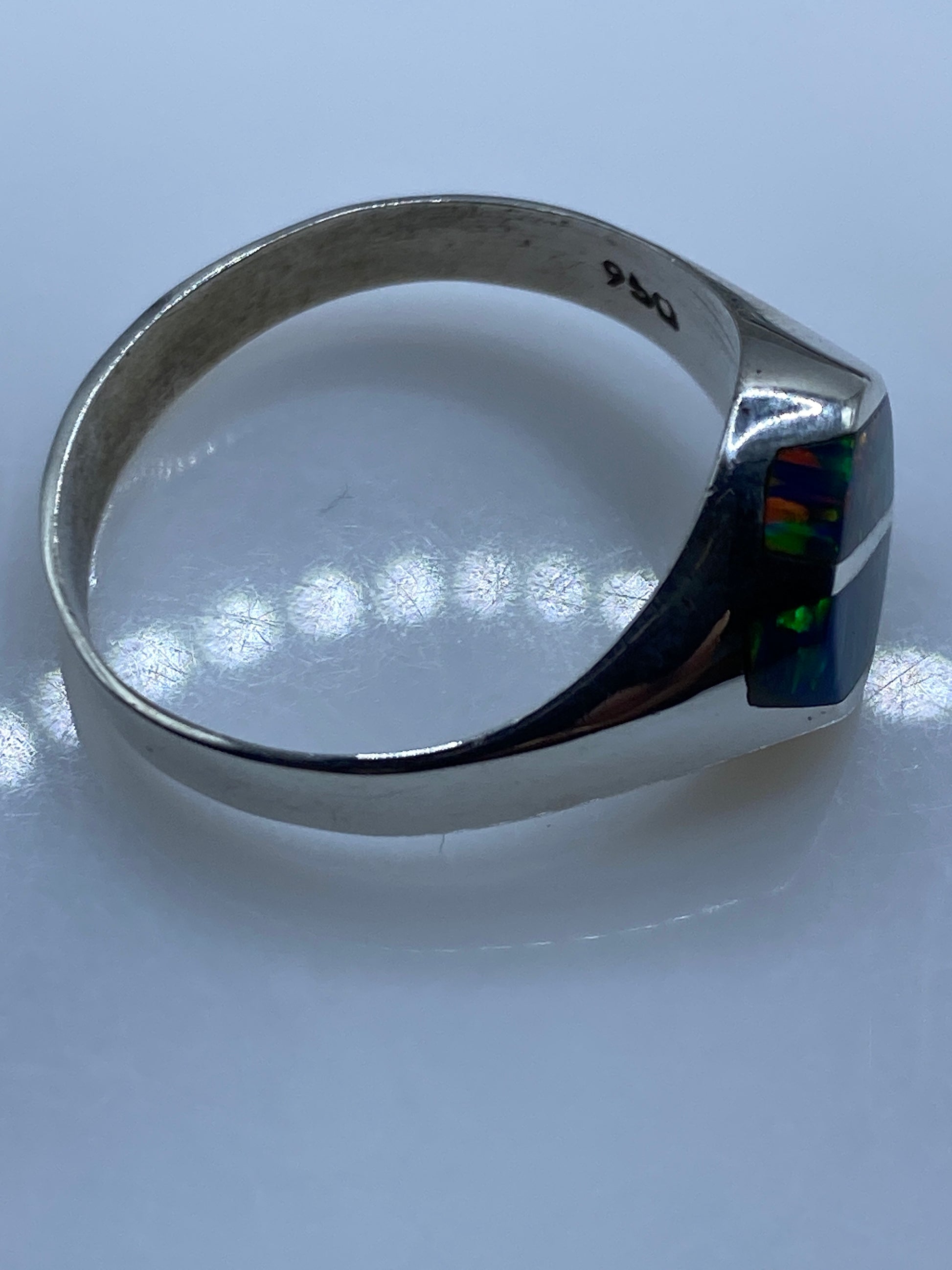 Anillo Ópalo de Fuego Azul en Plata .950 — Taxco — foto 5