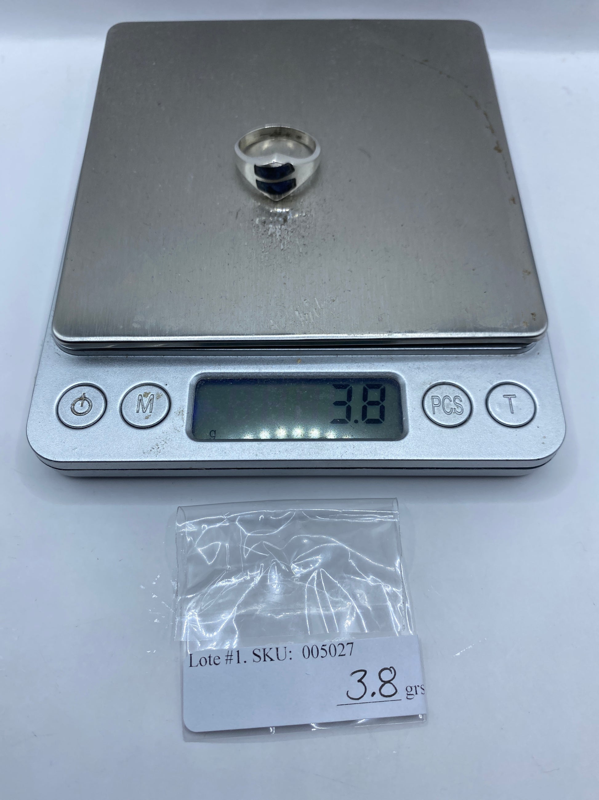 Anillo Plata 925 con Piedra Azul — Diseño Geométrico Taxco — foto 6