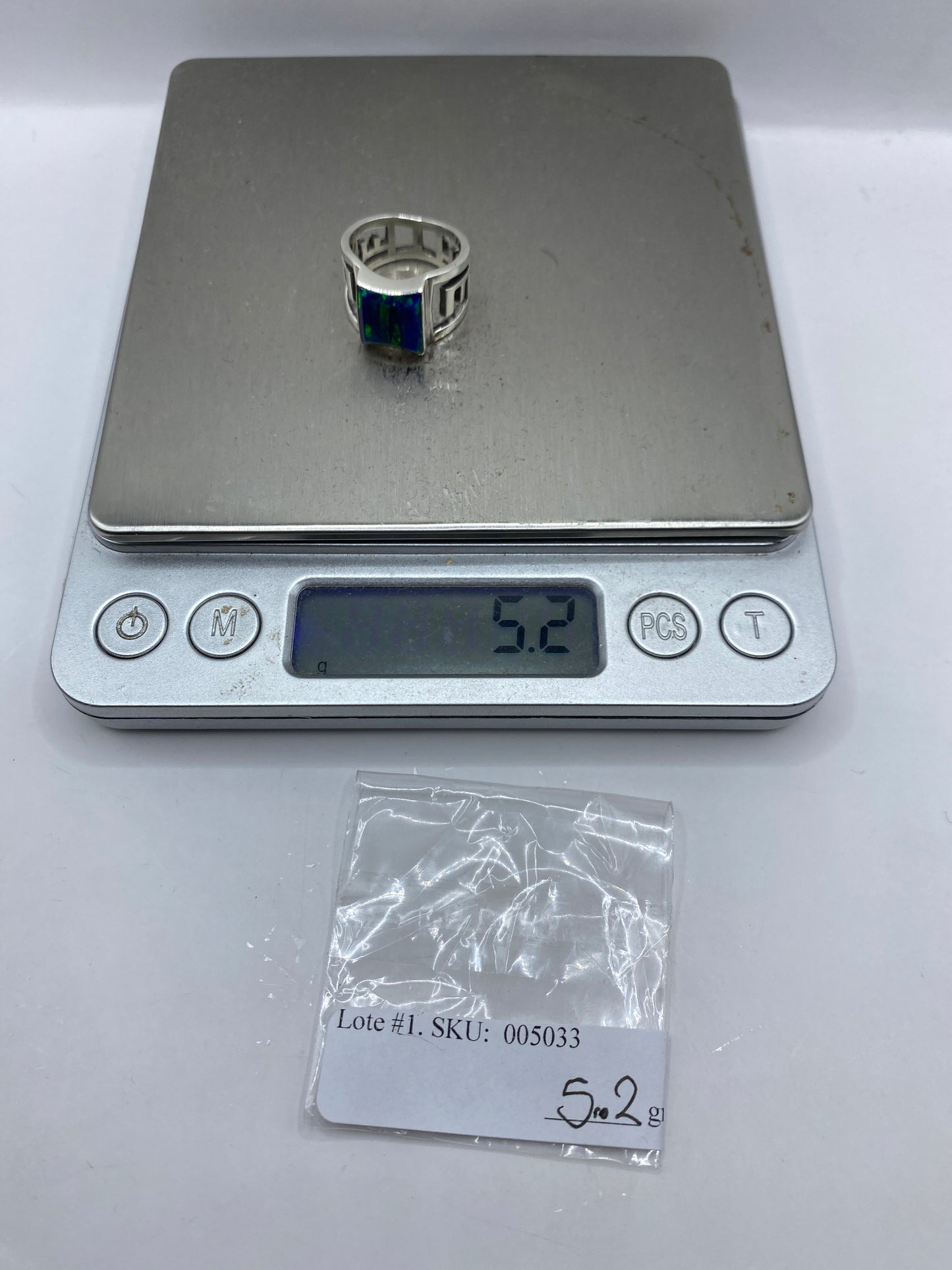 Anillo de Plata .950 con Ópalo de Fuego Azul — Taxco — foto 6
