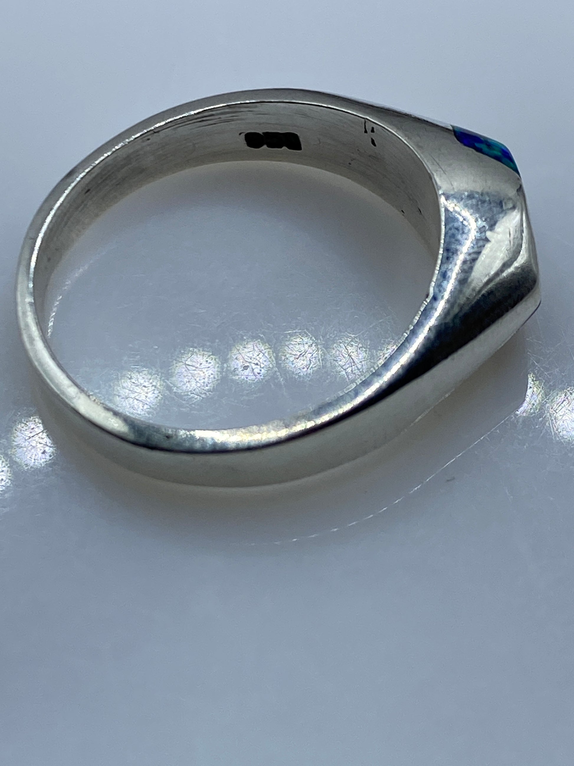 Anillo de Plata Ópalo de Fuego Azul — Taxco .950 — foto 5