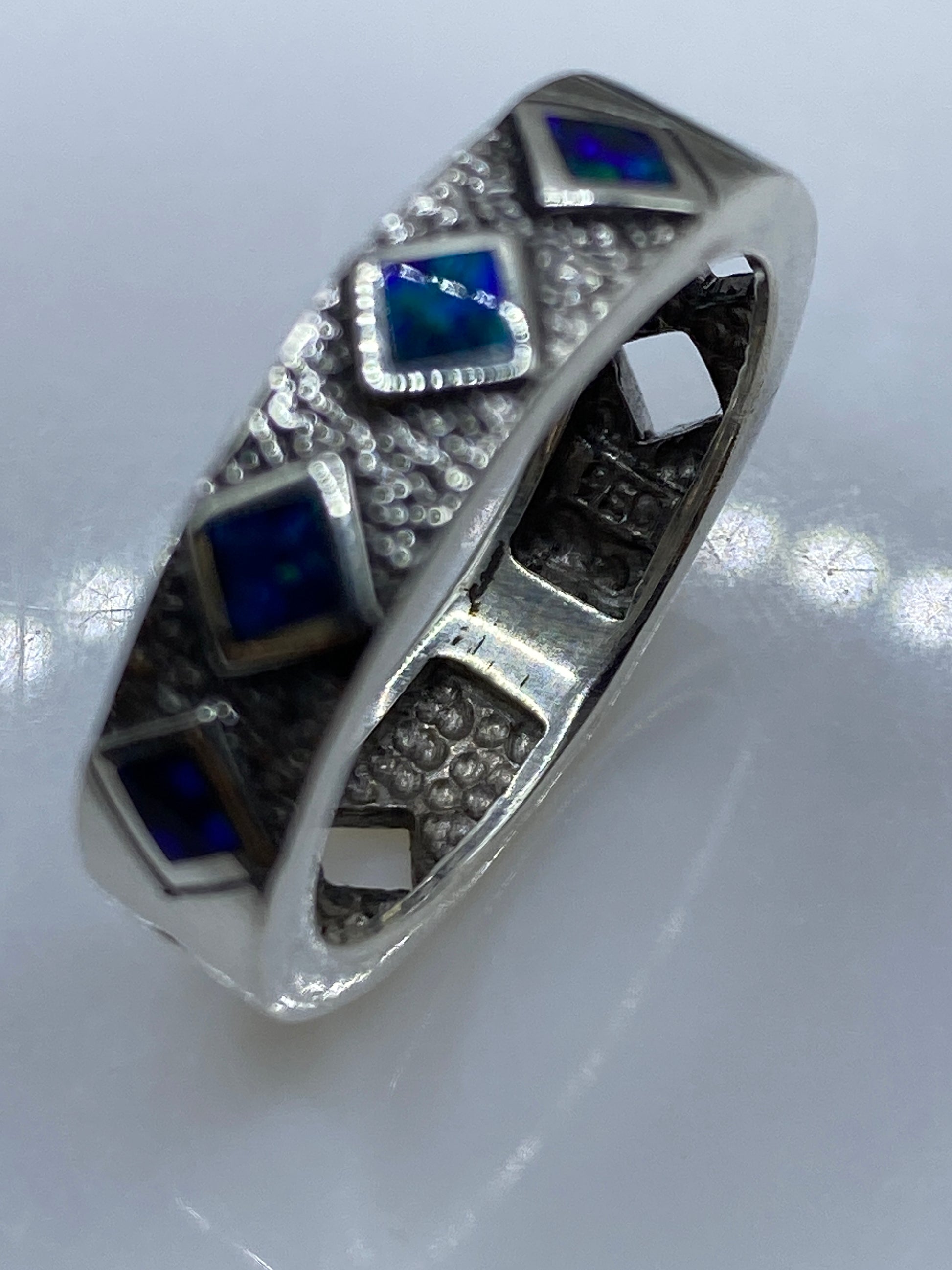 Anillo de Plata .950 con Ópalo de Fuego Azul — Taxco — foto 5