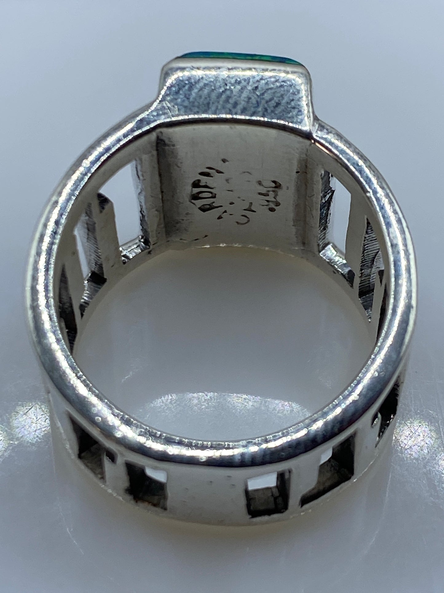 Anillo de Plata Ópalo de Fuego Azul Cielo — Taxco .950 — foto 5