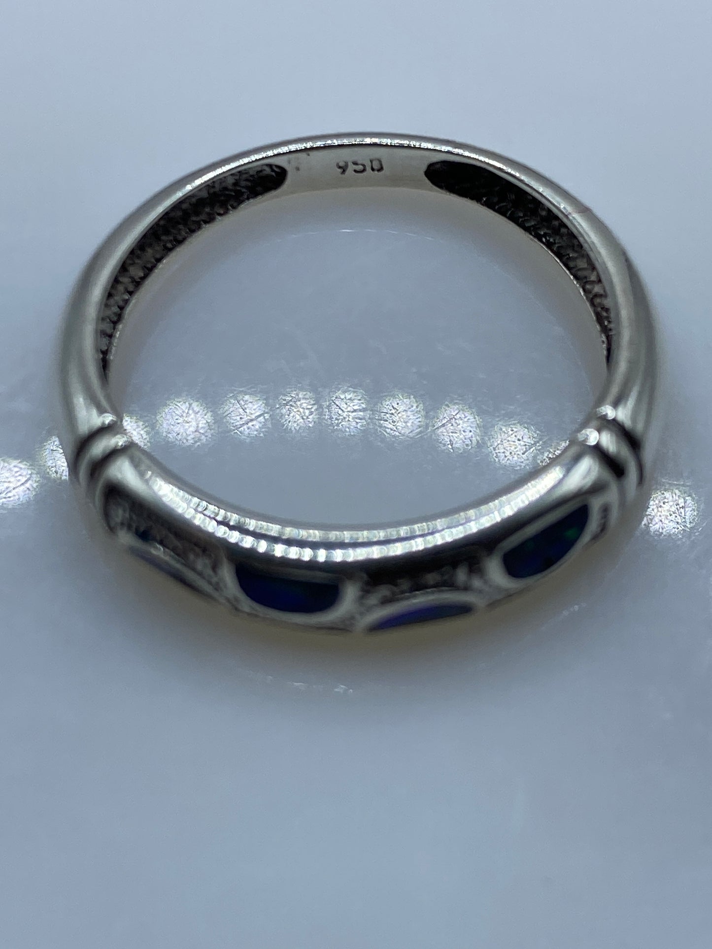 Anillo de Plata con Ópalo de Fuego Azul — Taxco .950 — foto 5