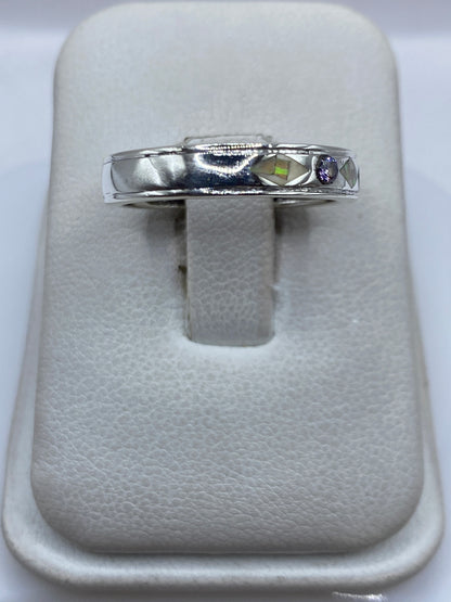 Anillo de plata .950 con ópalo de fuego engastado a mano, vista superior