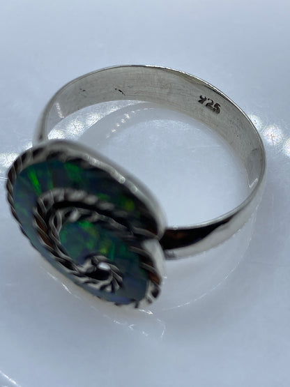 Anillo Plata Ópalo de Fuego Espiral Azul — Taxco .925 — foto 5