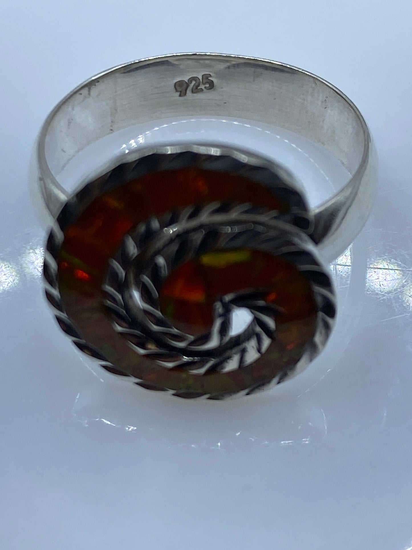 Anillo Ópalo de Fuego Naranja — Plata .925 Taxco — foto 5