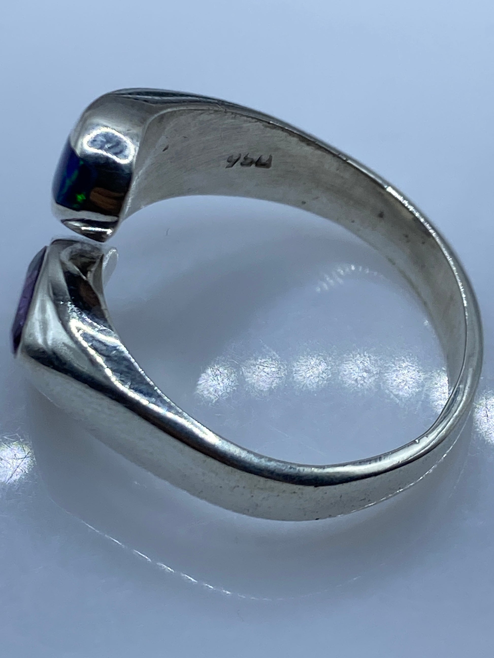 Anillo Ajustable Plata .950 con Ópalo de Fuego Azul — foto 5