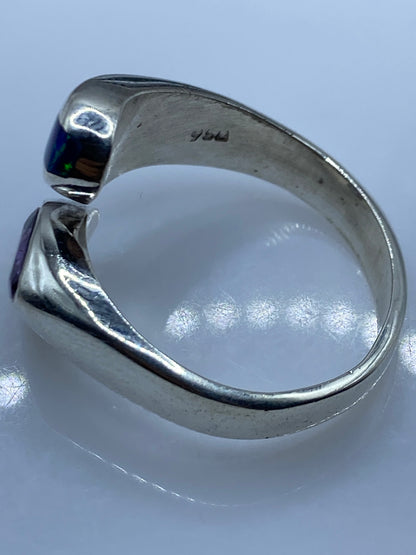 Anillo Ajustable Plata .950 con Ópalo de Fuego Azul — foto 5