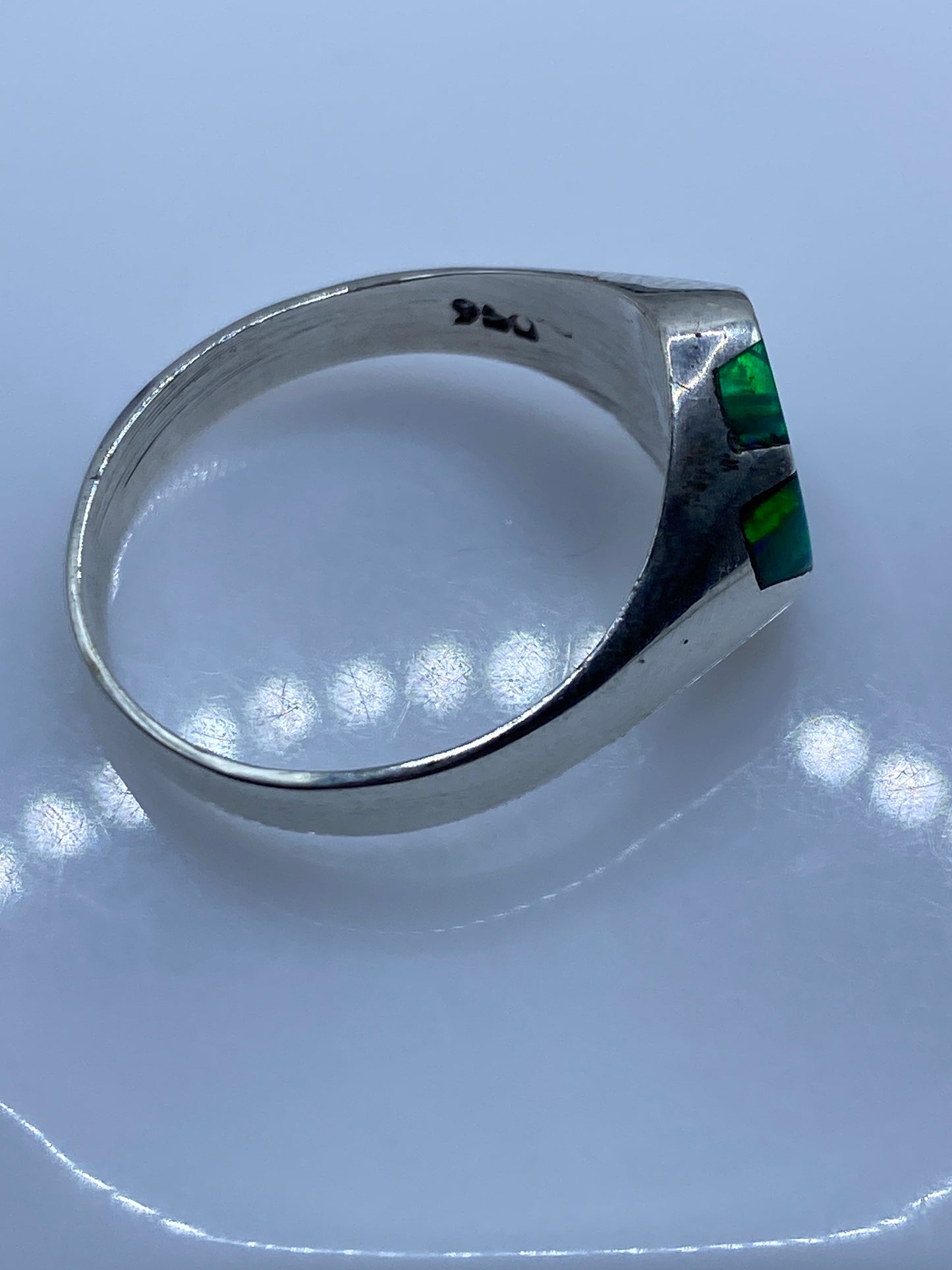 Anillo de Plata Ópalo de Fuego Verde — Taxco .950 — foto 5