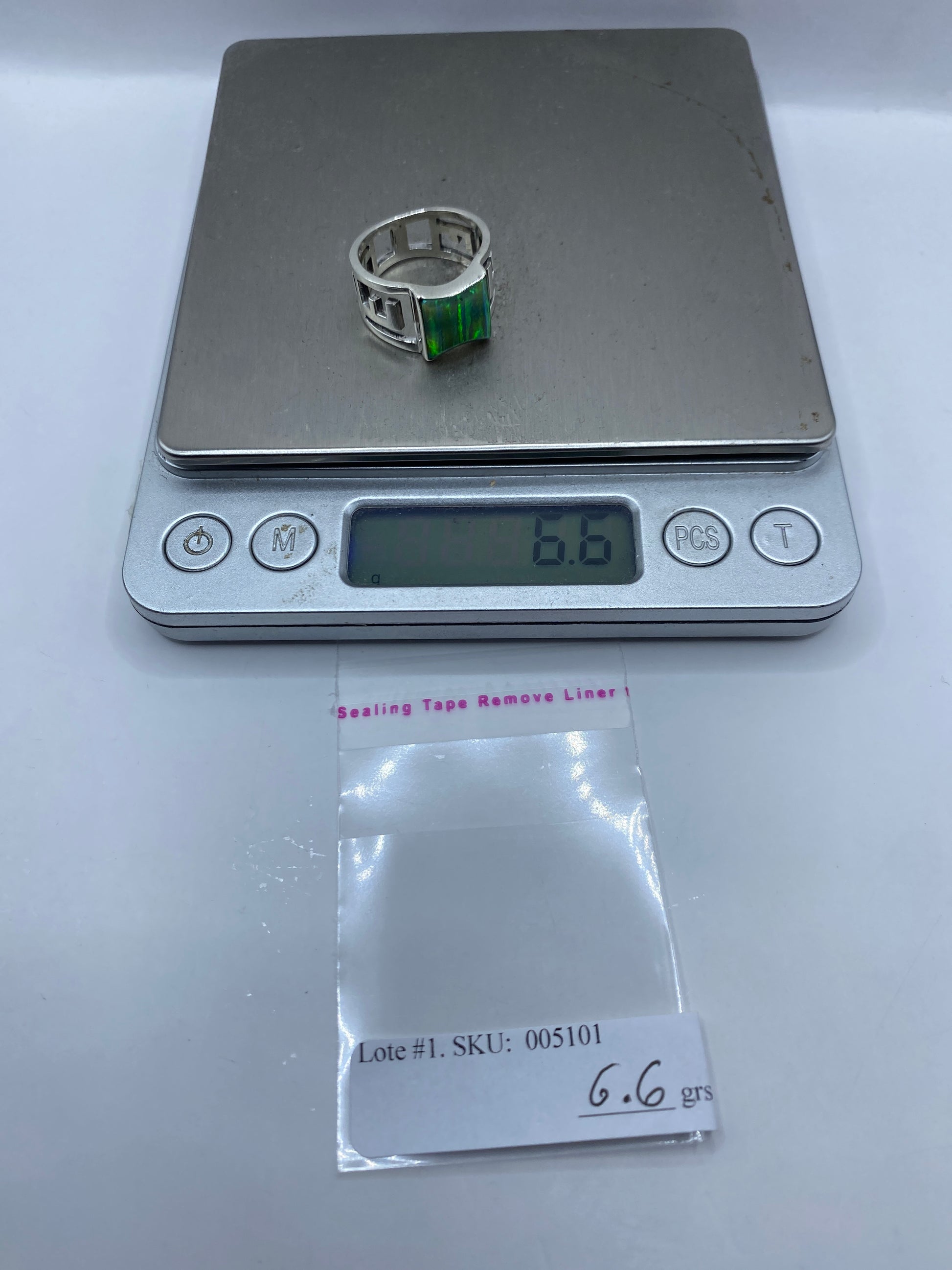 Anillo de Plata .950 con Ópalo de Fuego Verde — Taxco — foto 6