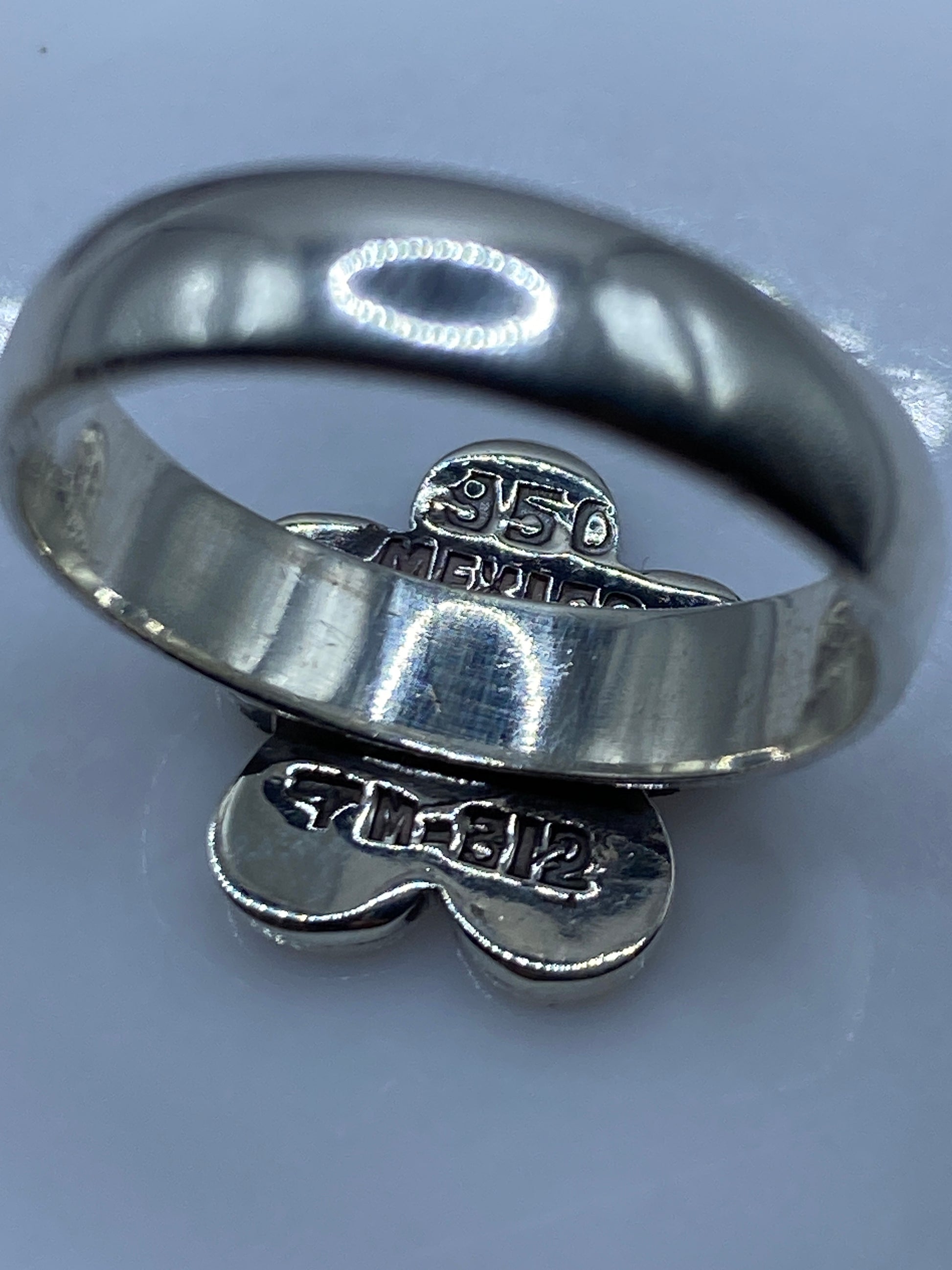 Anillo Plata .950 Floral con Ópal de Fuego Azul — foto 5