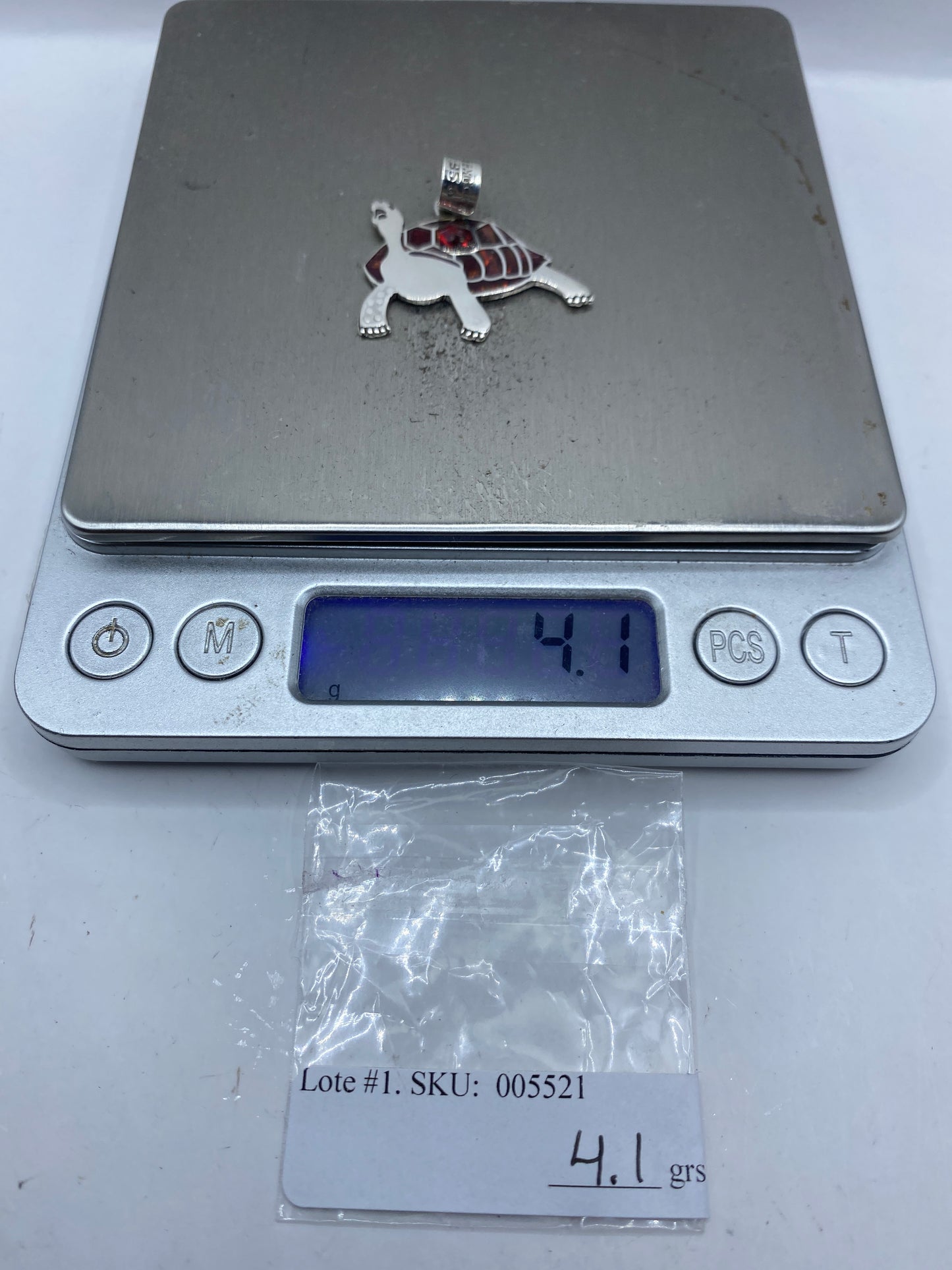 Dije Tortuga de Plata .950 con Ópalo de Fuego — foto 6