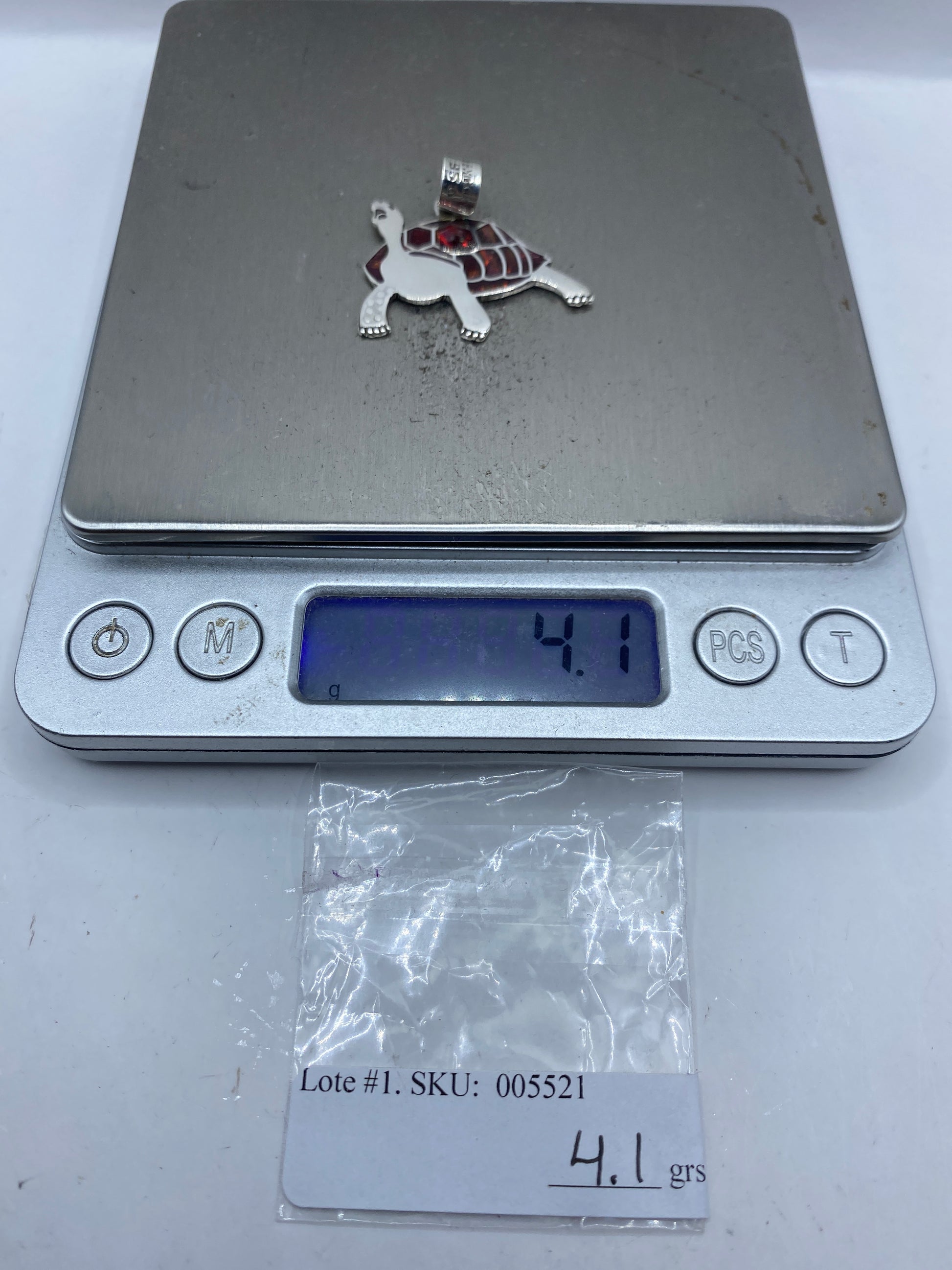 Dije Tortuga de Plata .950 con Ópalo de Fuego — foto 6