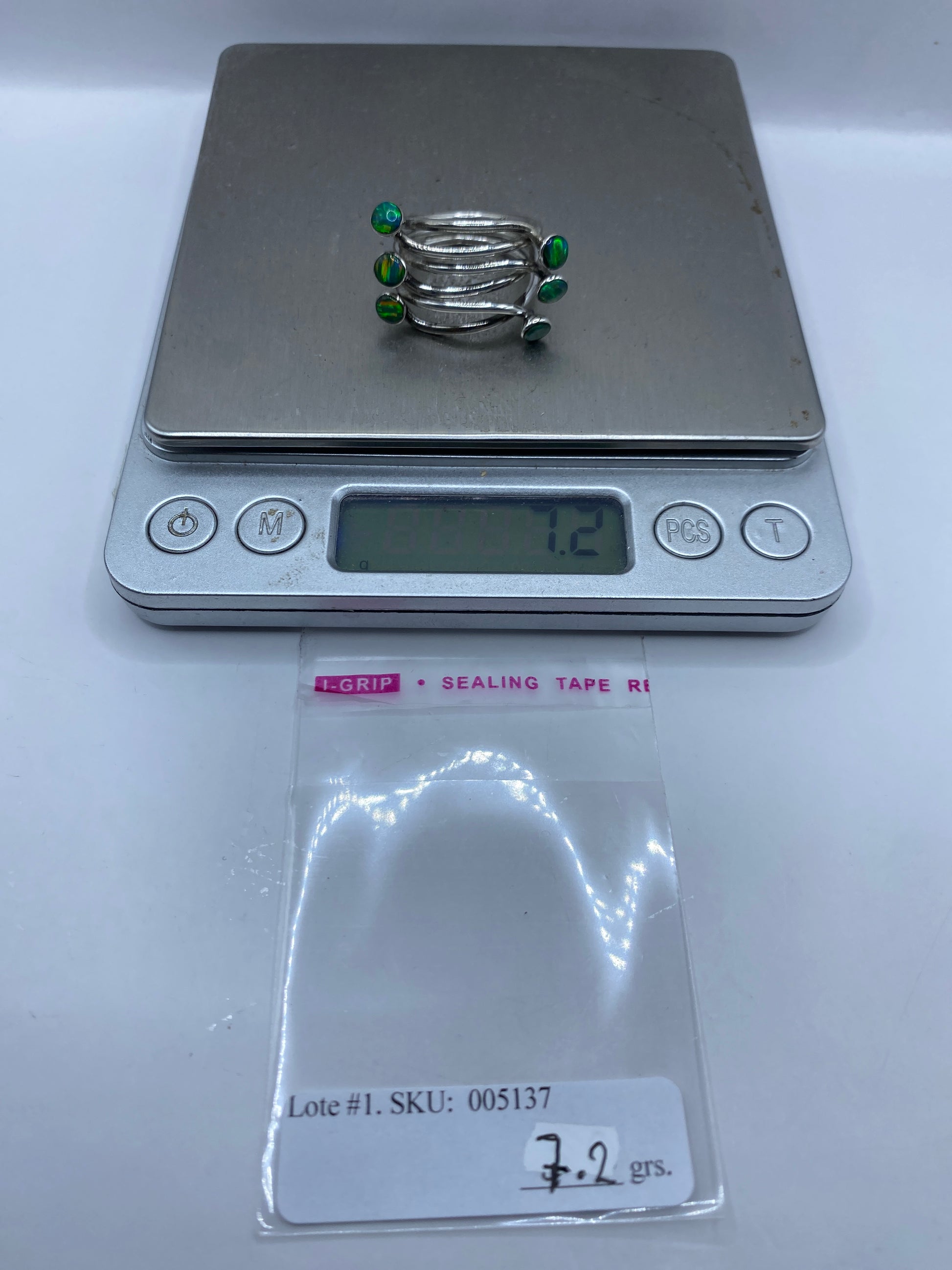 Anillo de Plata Ópalo de Fuego Verde — Taxco .925 — foto 6