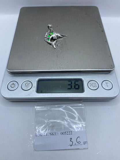 Dije Marlin Plata con Ópalo de Fuego Verde — Taxco .950 — foto 6