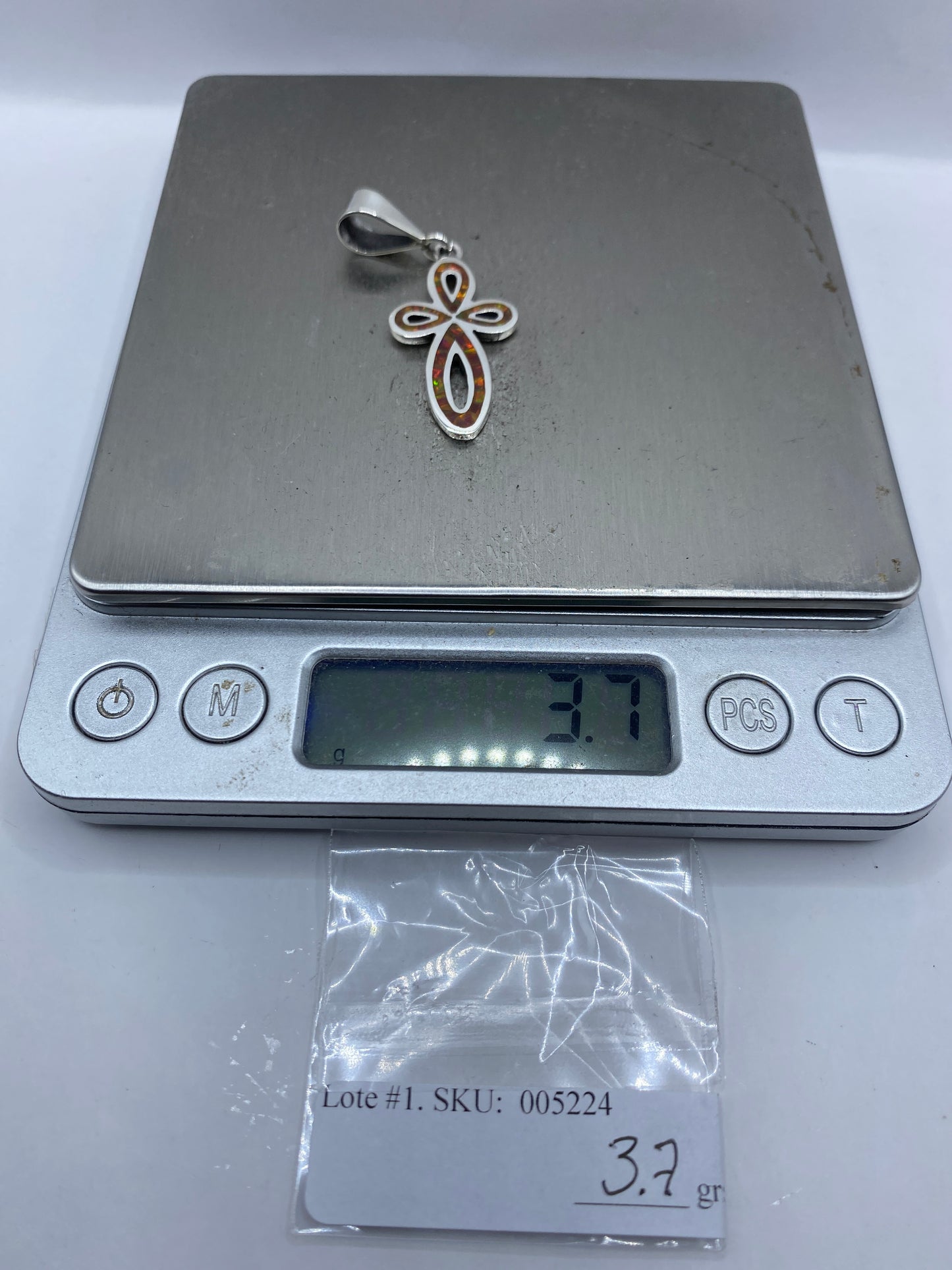 Dije Cruz de Plata con Ópalo de Fuego — Taxco .950 — foto 6
