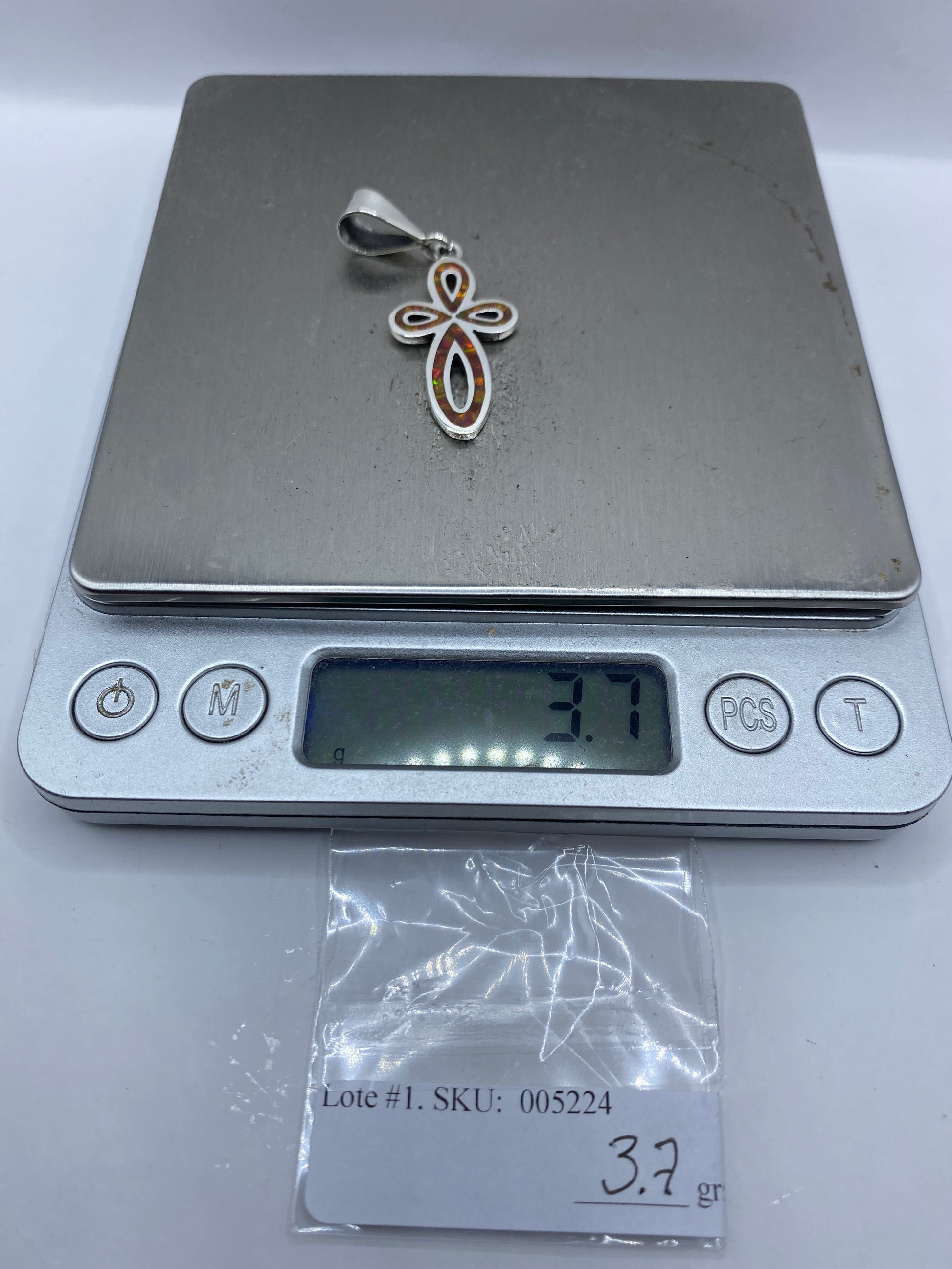 Dije Cruz de Plata con Ópalo de Fuego — Taxco .950 — foto 6