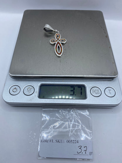 Dije Cruz de Plata con Ópalo de Fuego — Taxco .950 — foto 6