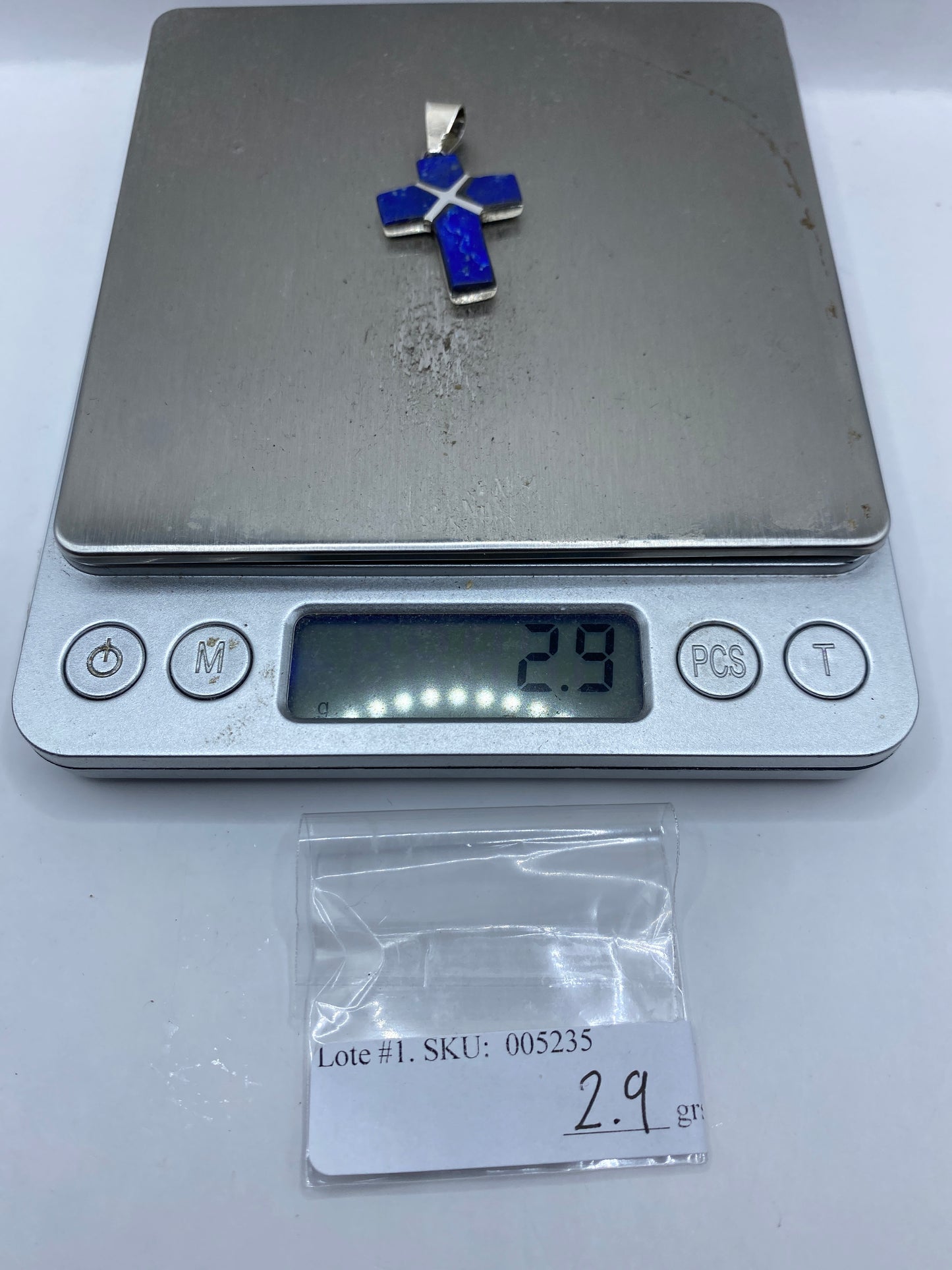 Dije Cruz Plata Lapislázuli — Taxco .950 — foto 6