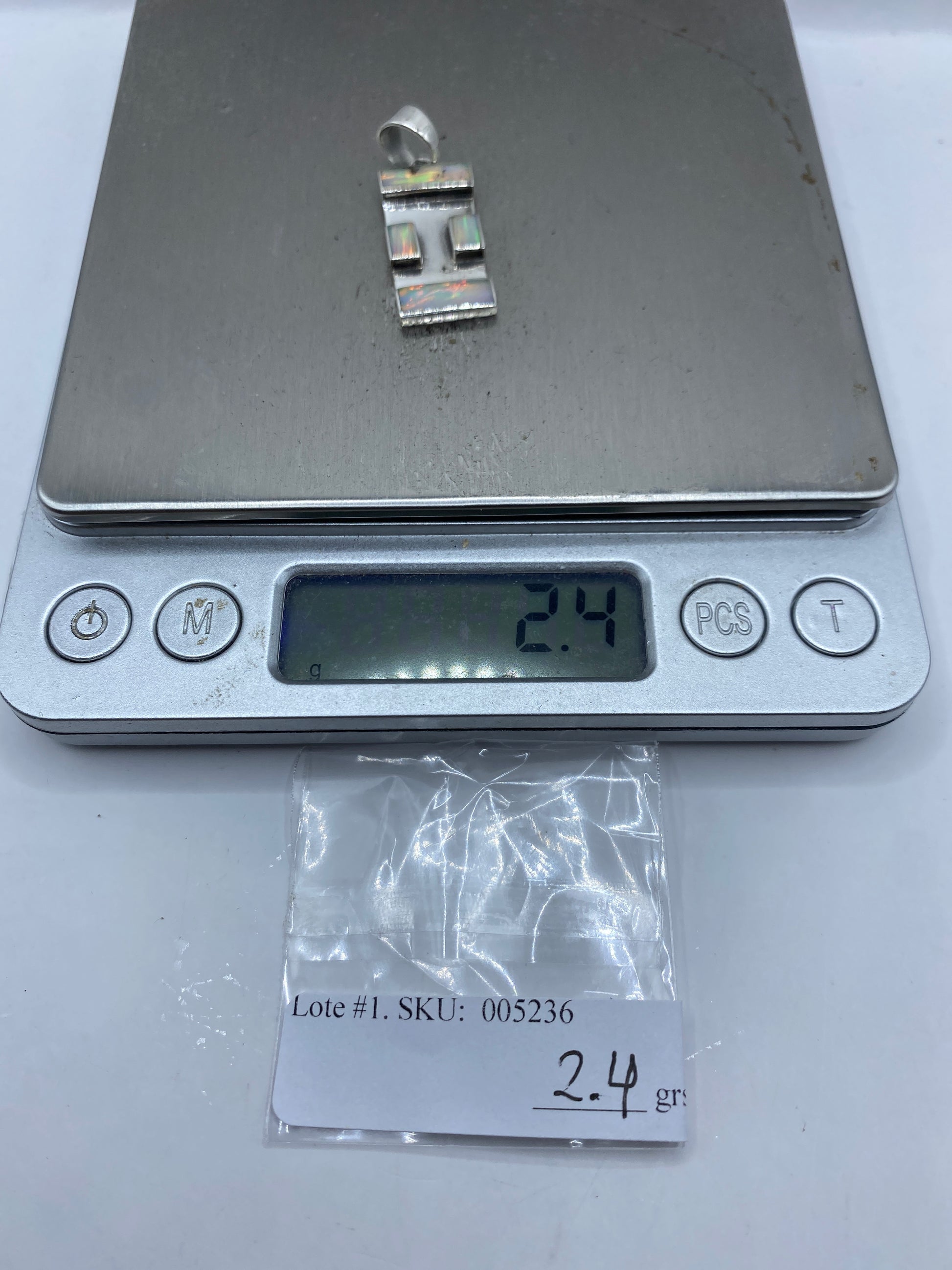 Dije Plata .950 con Ópalo de Fuego Geométrico — foto 6