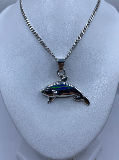 Ballena de plata .925 Taxco con incrustación de piedra azul brillante