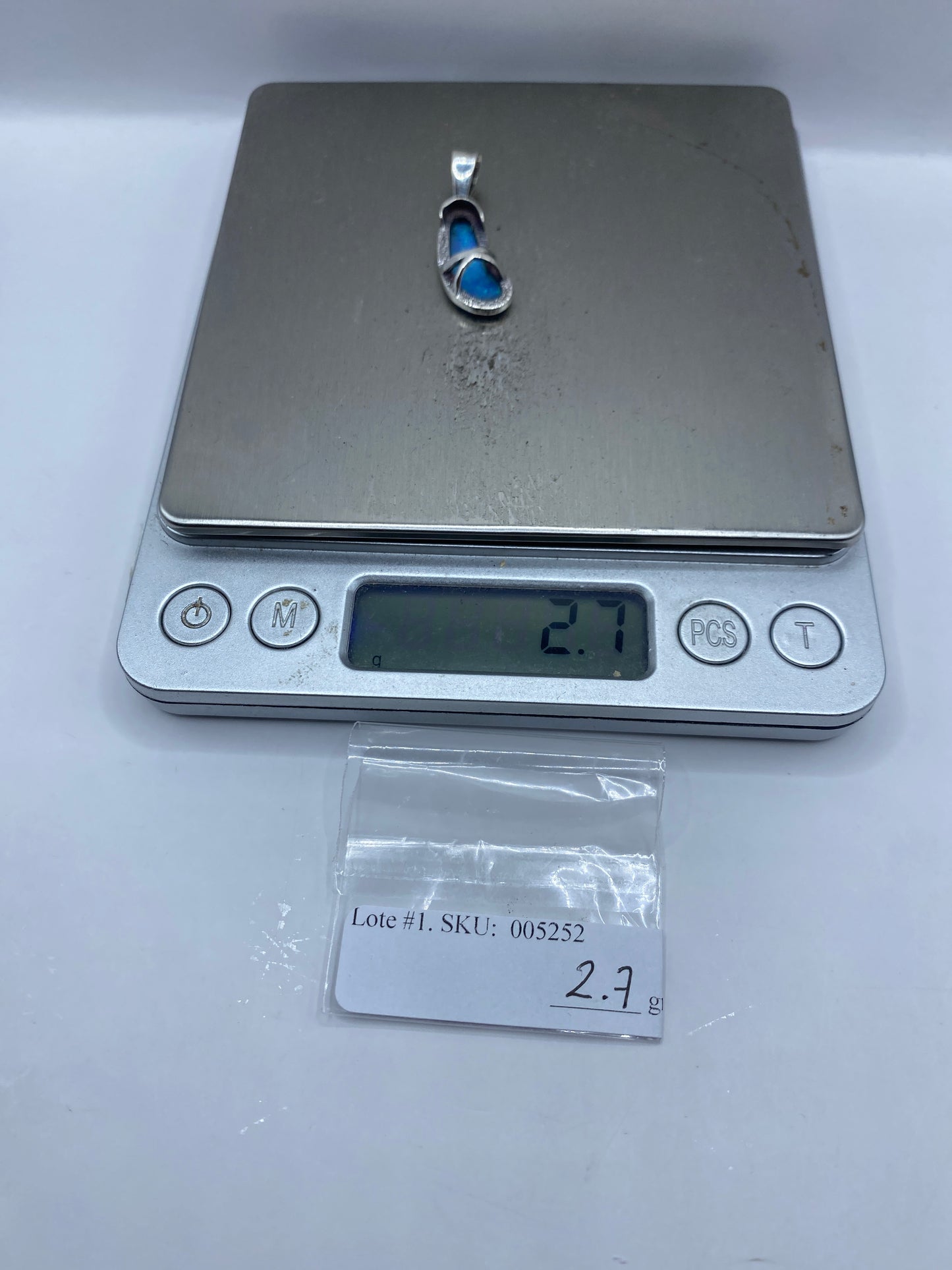 Dije Plata Ópalo de Fuego Azul Cielo — Taxco .950 — foto 6