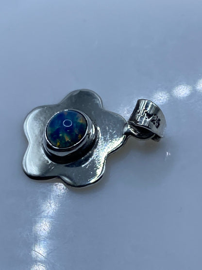 Dije Floral de Plata con Piedra Multicolor — Taxco .925 — foto 5