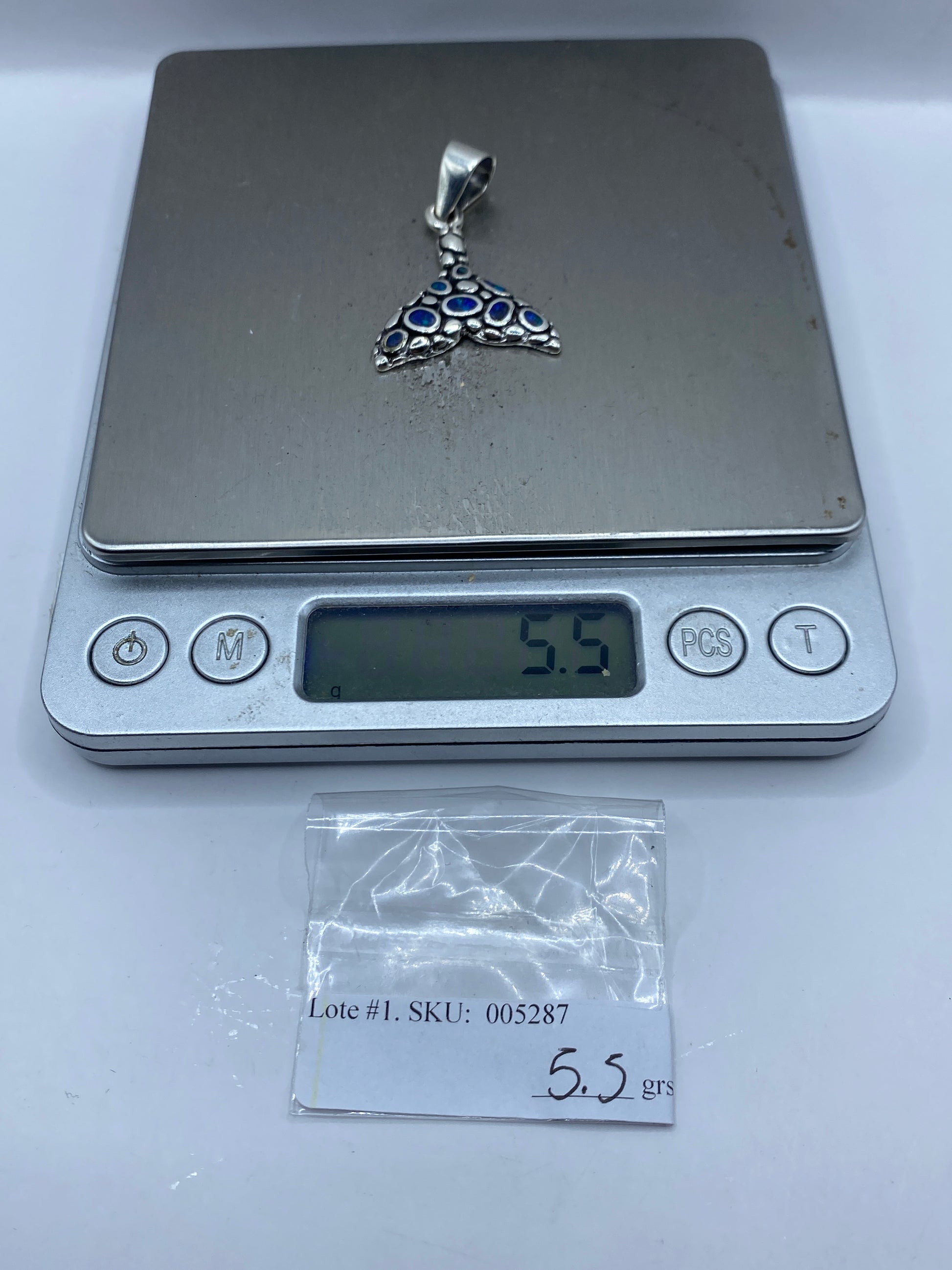 Dije Plata Opalo de Fuego Cola de Ballena — .950 Taxco — foto 6