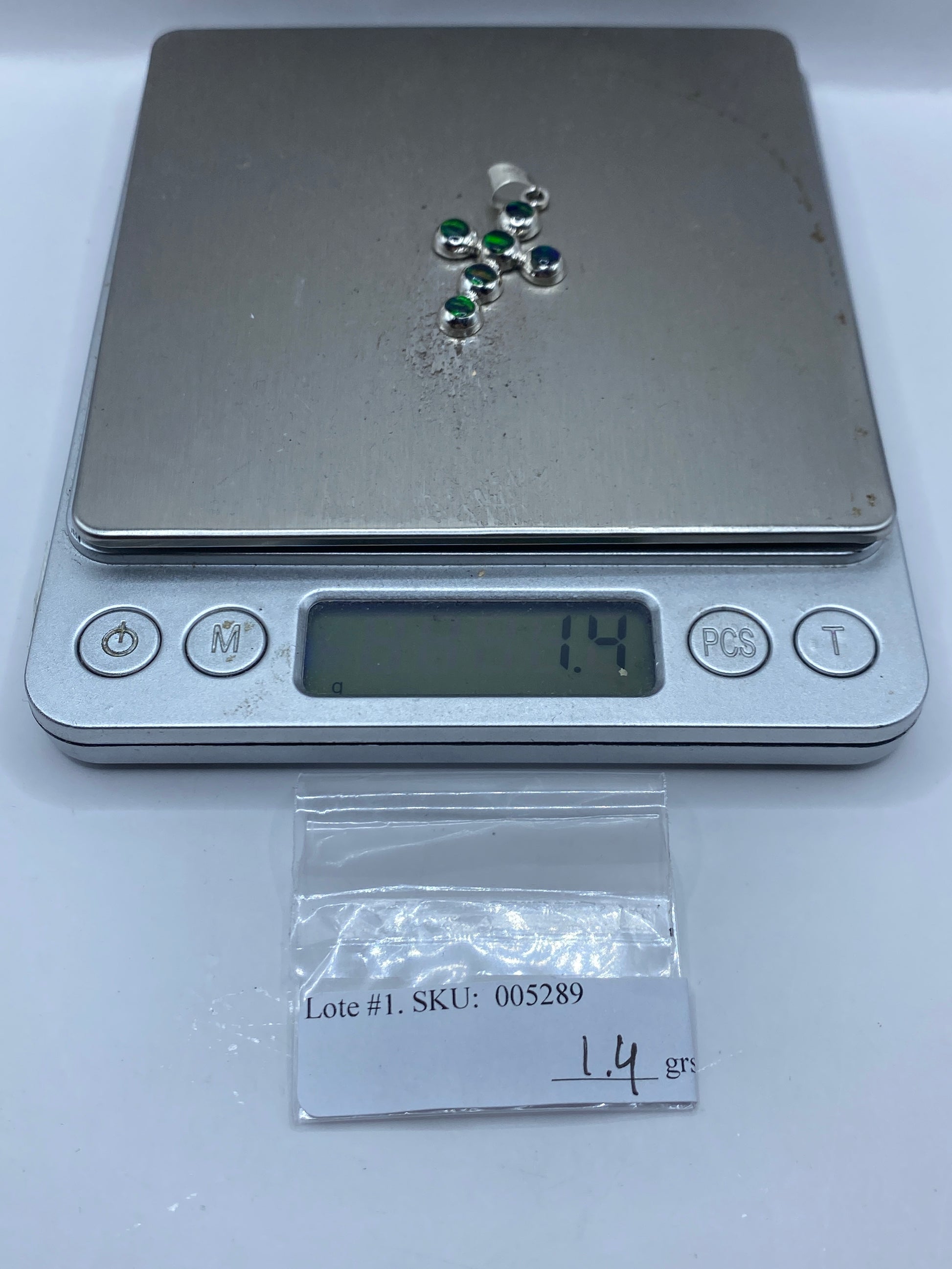 Dije Cruz de Plata .950 con Ópalo de Fuego Verde — foto 6