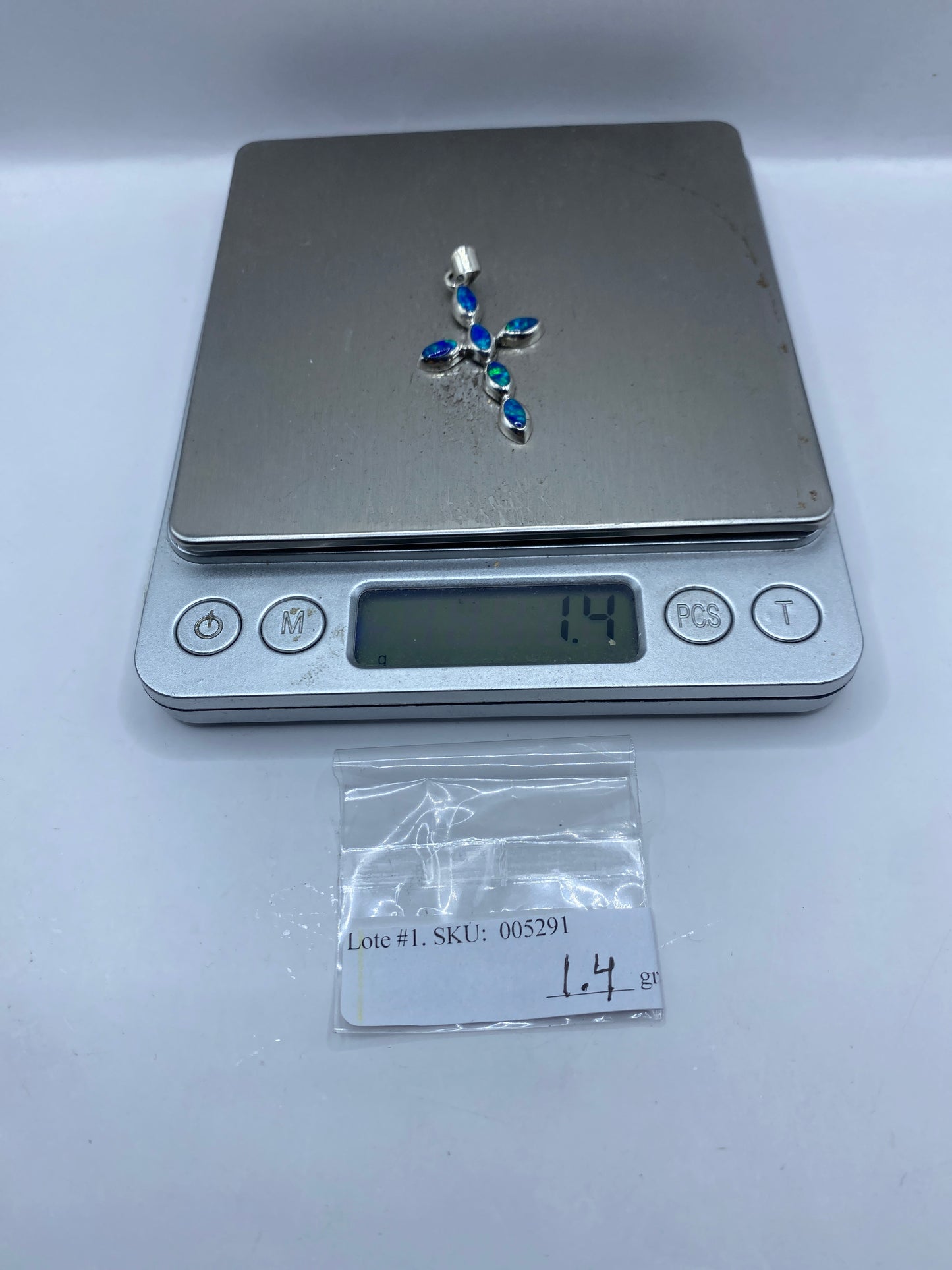 Dije Cruz con Ópalo de Fuego — Plata .950 Taxco — foto 6