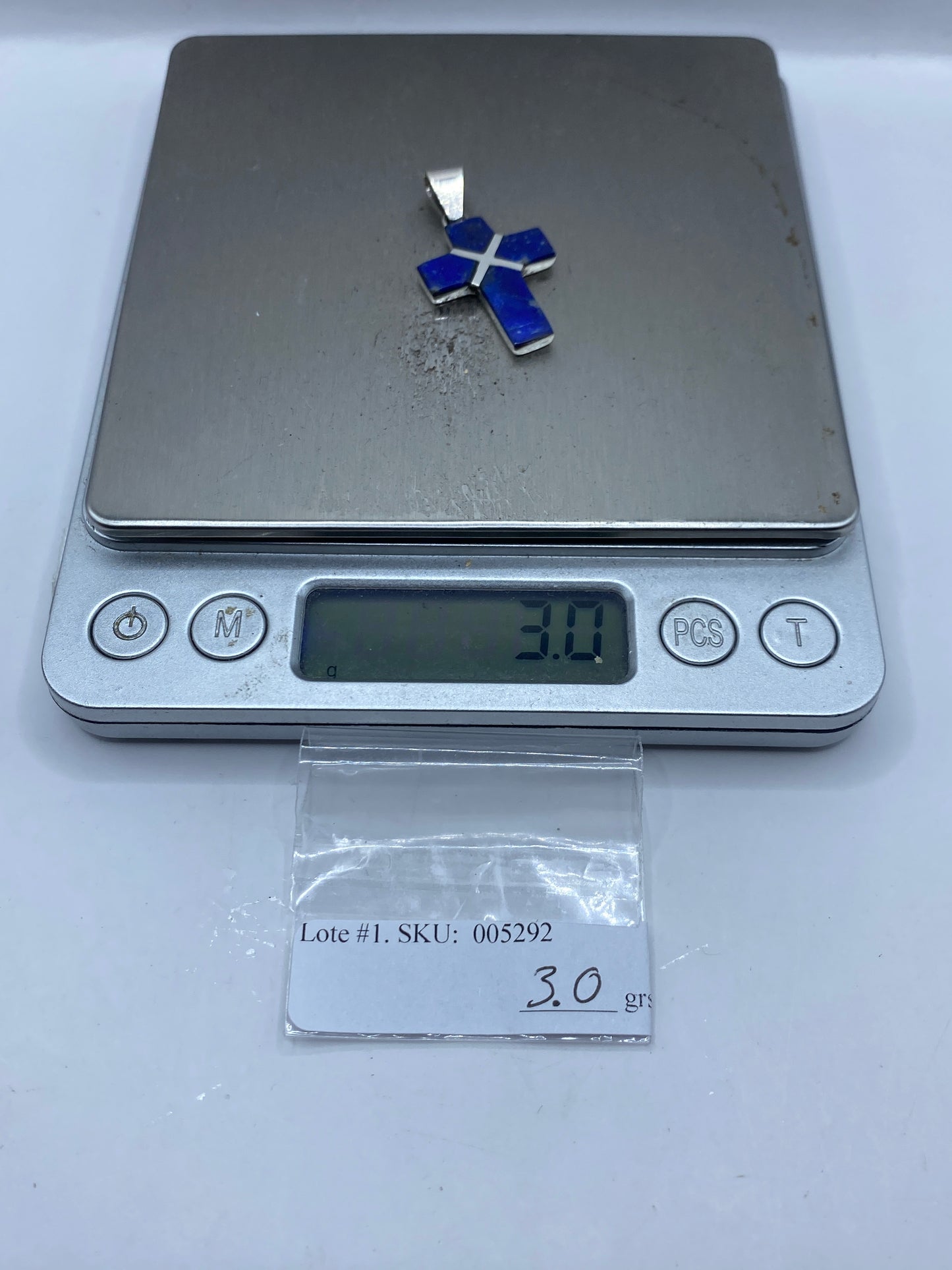 Dije Cruz de Plata .950 con Lapislázuli — Taxco — foto 6