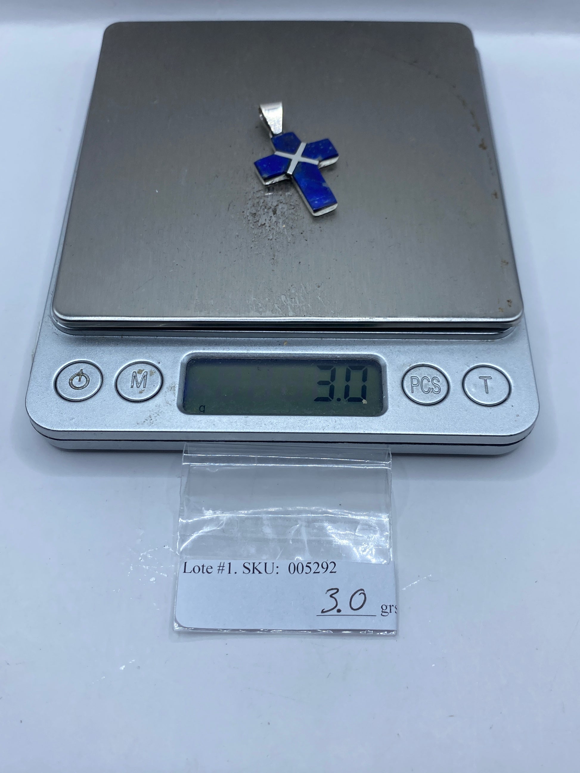 Dije Cruz de Plata .950 con Lapislázuli — Taxco — foto 6
