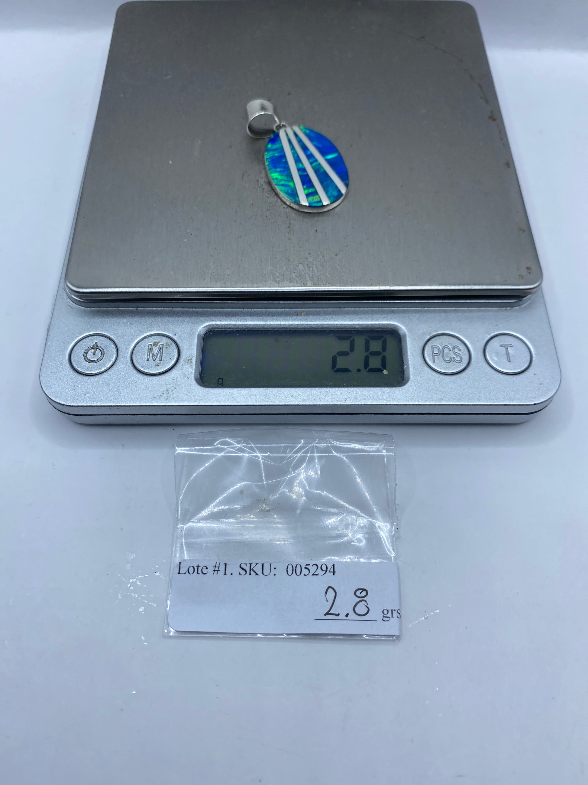Dije Plata Ópalo de Fuego Azul — Taxco .950 — foto 6