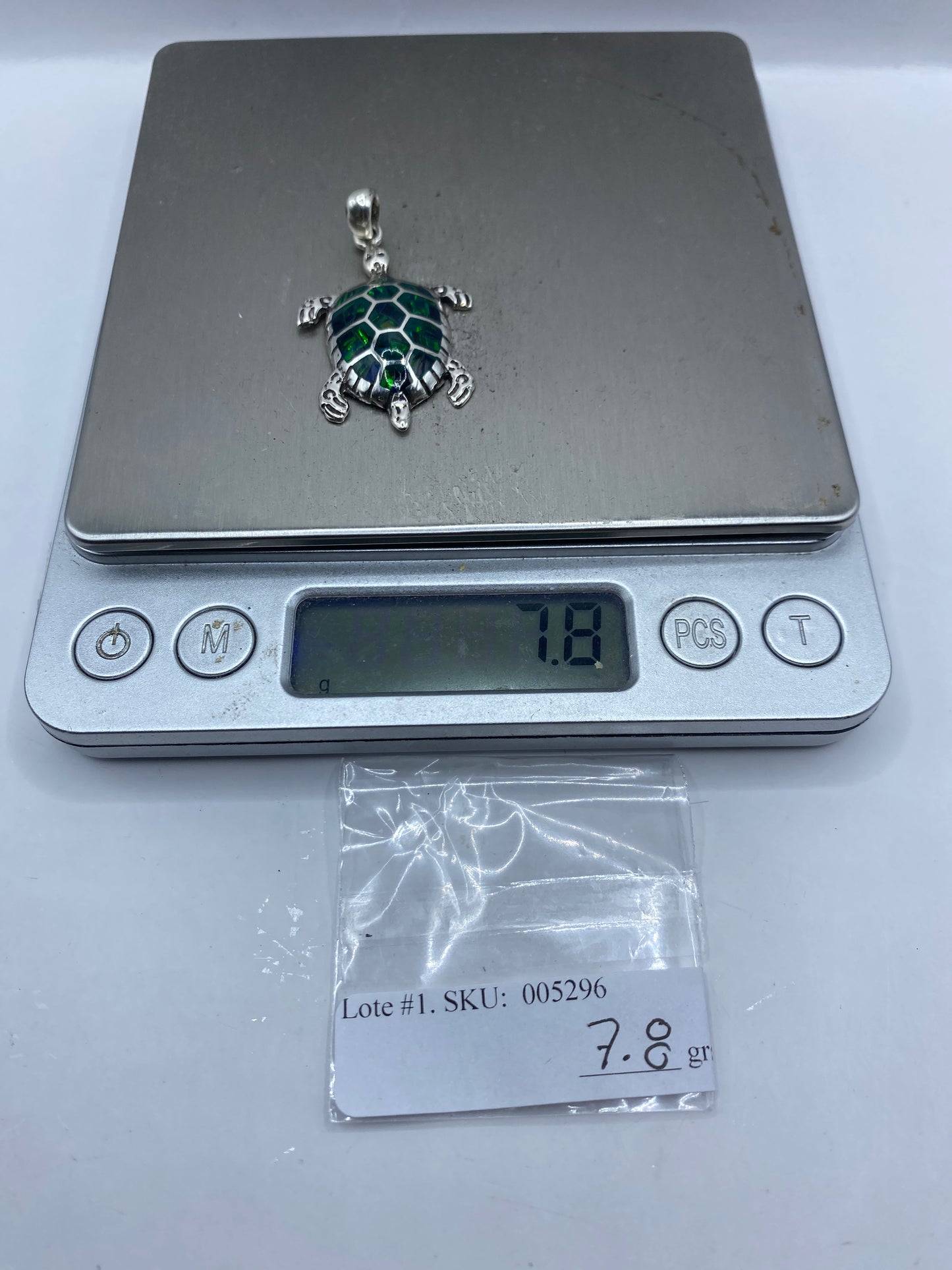 Dije Tortuga de Plata .950 con Ópalo de Fuego Verde — foto 6