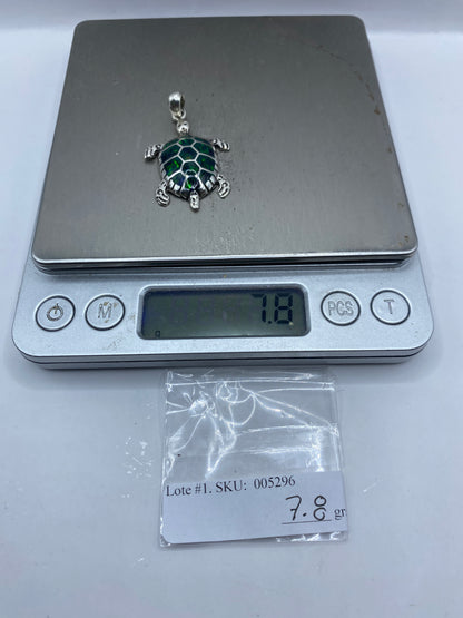 Dije Tortuga de Plata .950 con Ópalo de Fuego Verde — foto 6