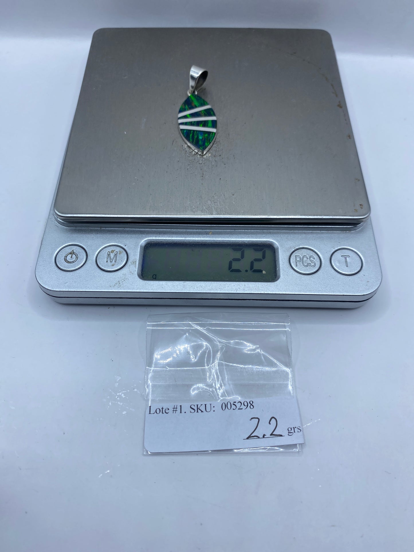 Dije Plata Ópalo de Fuego Verde — Taxco .950 — foto 6