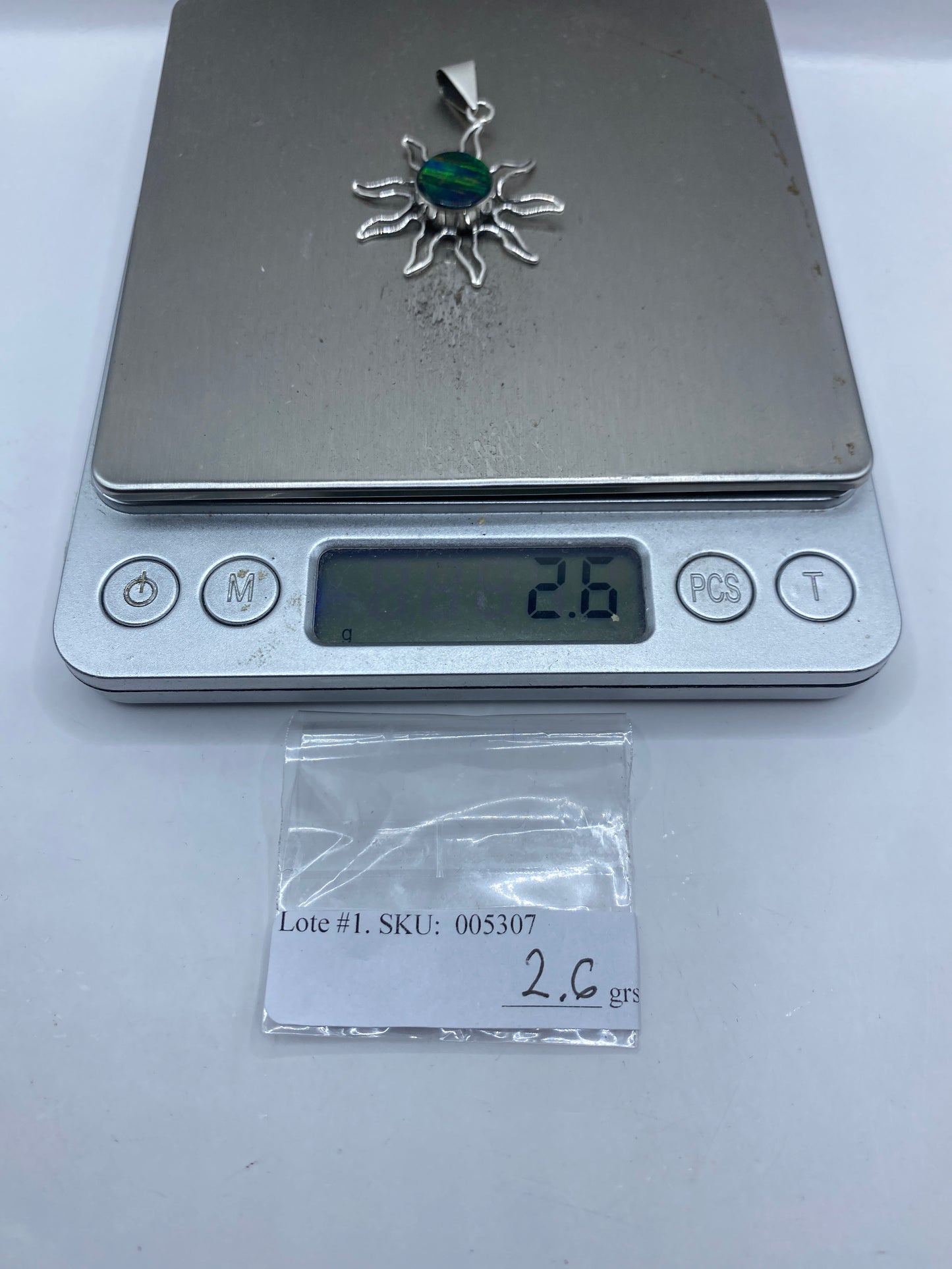 Dije Sol Ópalo de Fuego Verde — Plata .950 Taxco — foto 6
