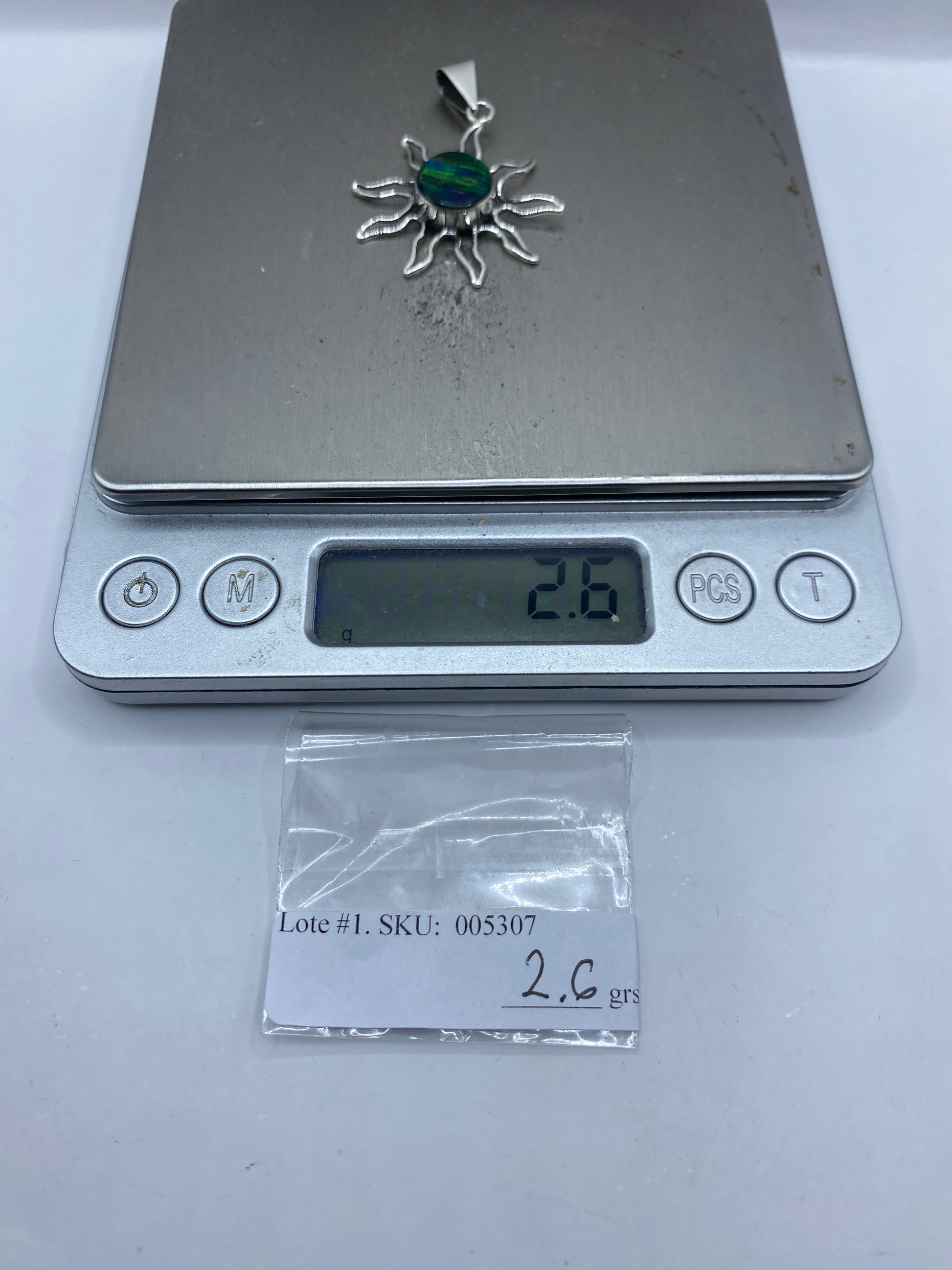 Dije Sol Ópalo de Fuego Verde — Plata .950 Taxco — foto 6