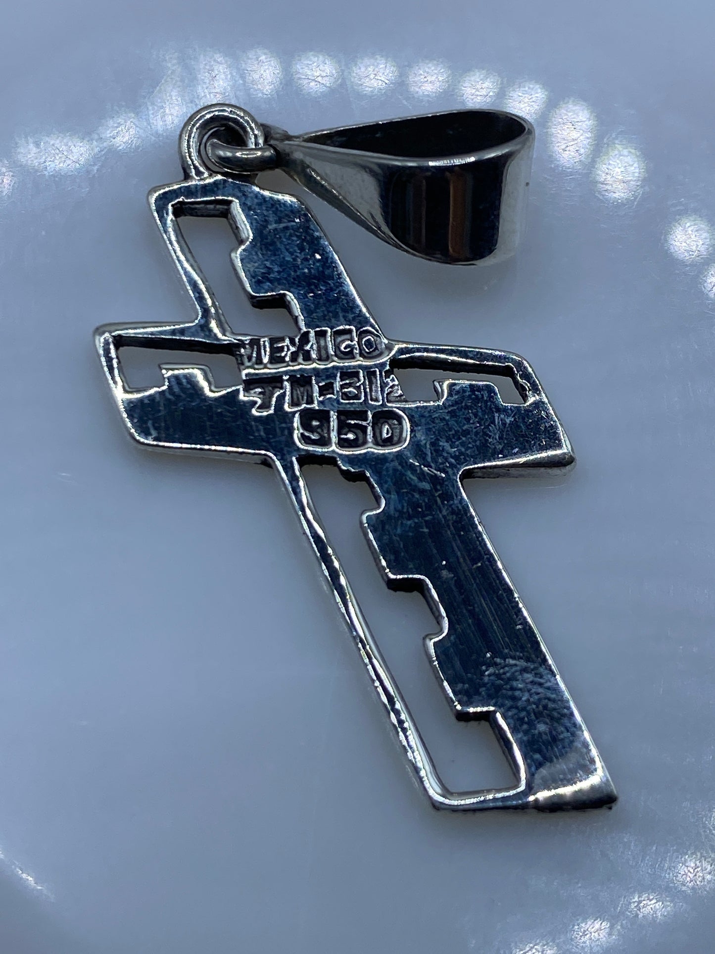 Dije Cruz Religiosa Plata .950 con Ópalo de Fuego — Taxco — foto 5