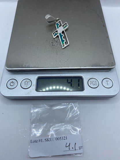 Dije Cruz Religiosa Plata .950 con Ópalo de Fuego — Taxco — foto 6