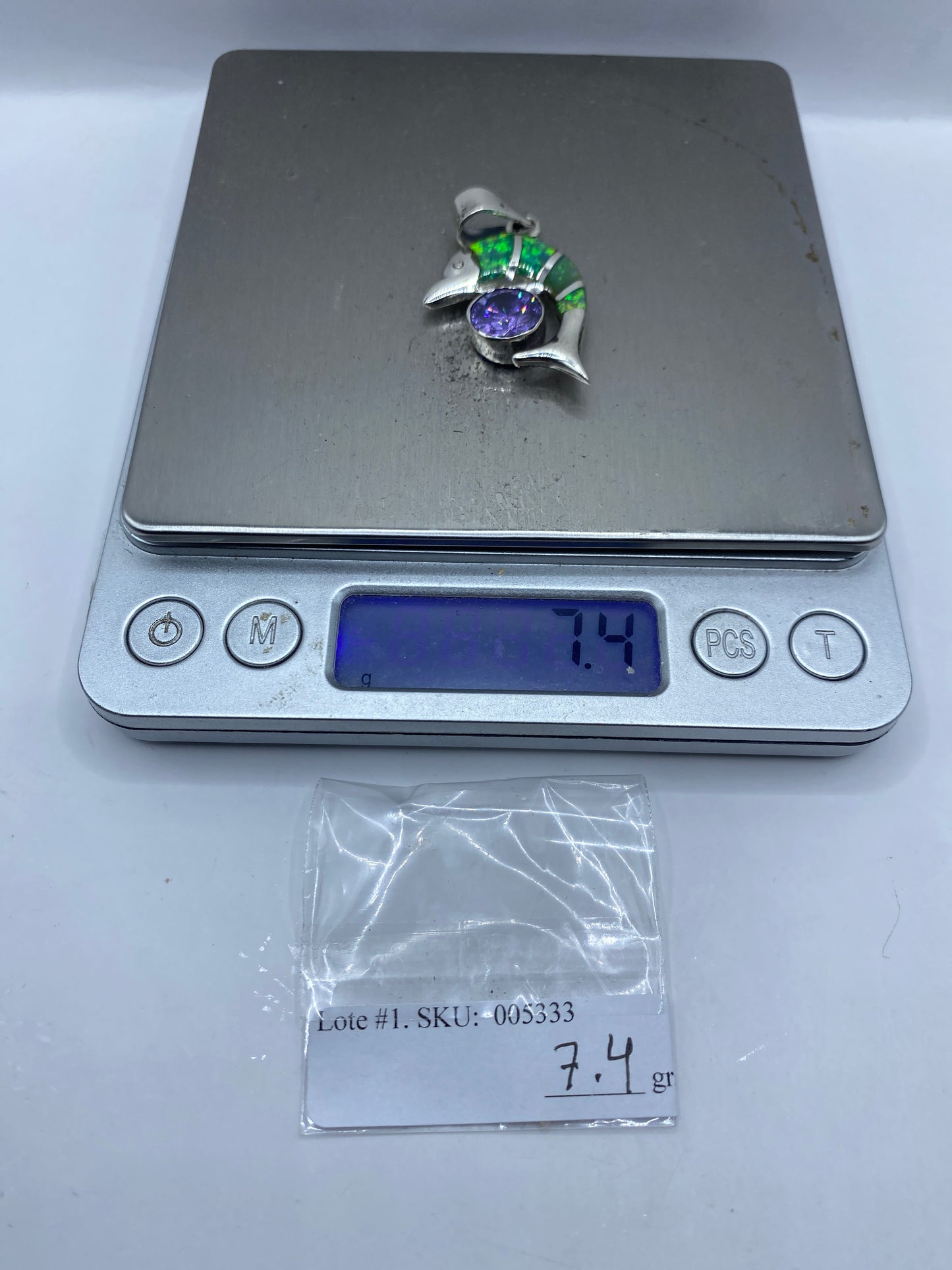 Dije Chameleon Plata .950 con Ópalo de Fuego Verde — foto 6